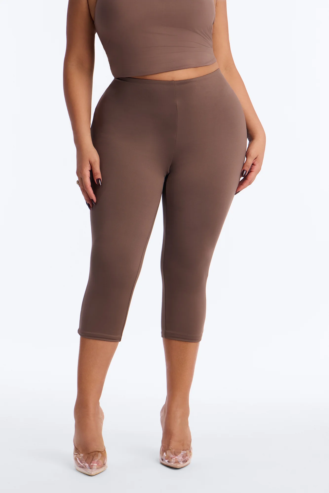 Contour Double Lined Capri Pant - Brown - Image 5