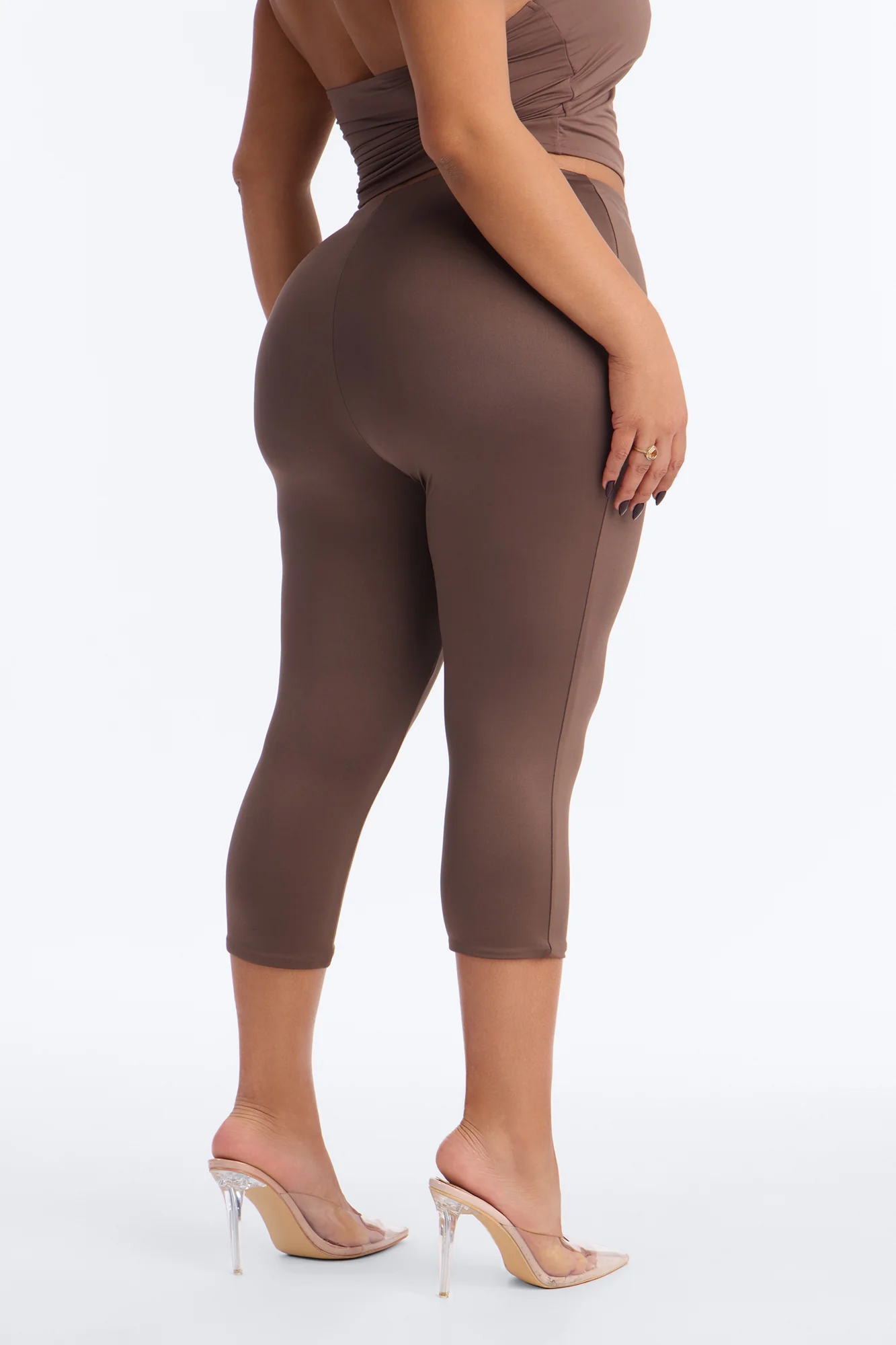 Contour Double Lined Capri Pant - Brown - Image 6