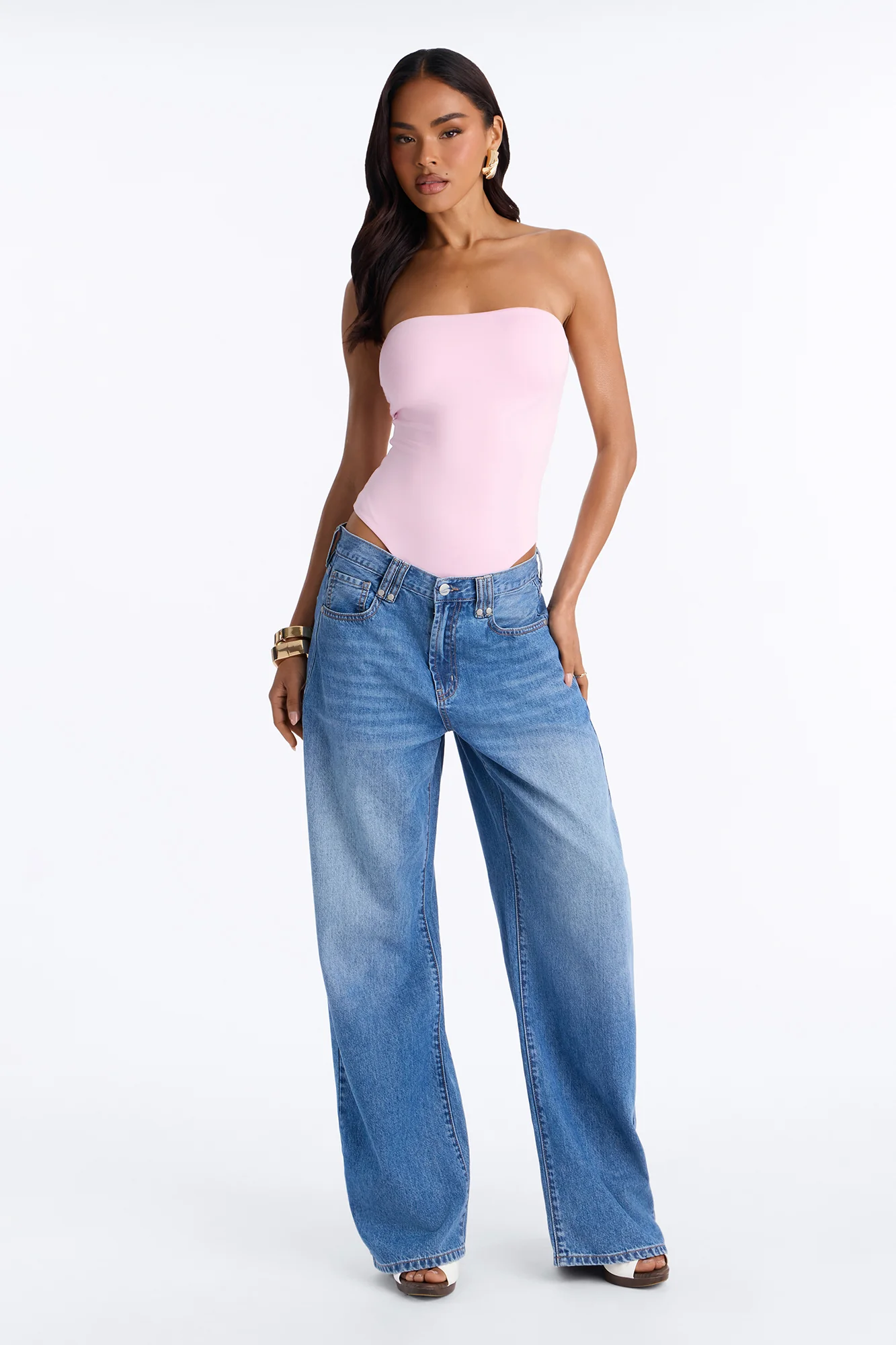 Contour Double Lined Strapless Bodysuit - Light Pink