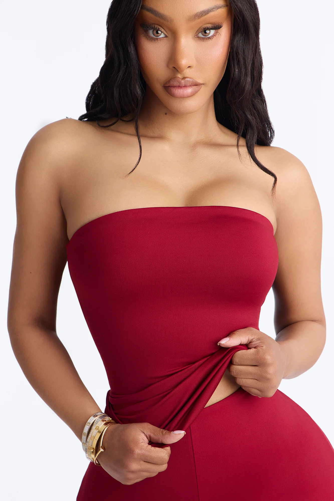 Contour Double Lined Tube Top - DarkRed - Image 3