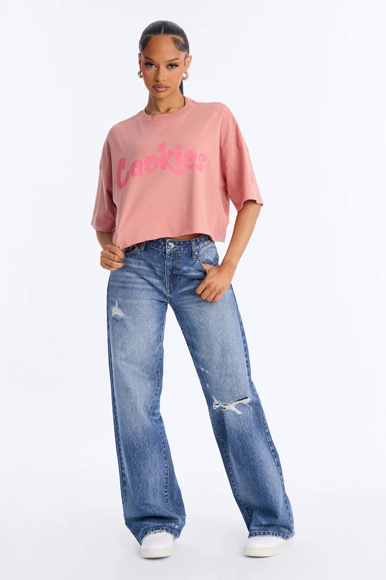 Cookies Cropped Girly Tee - Pink - Image 2
