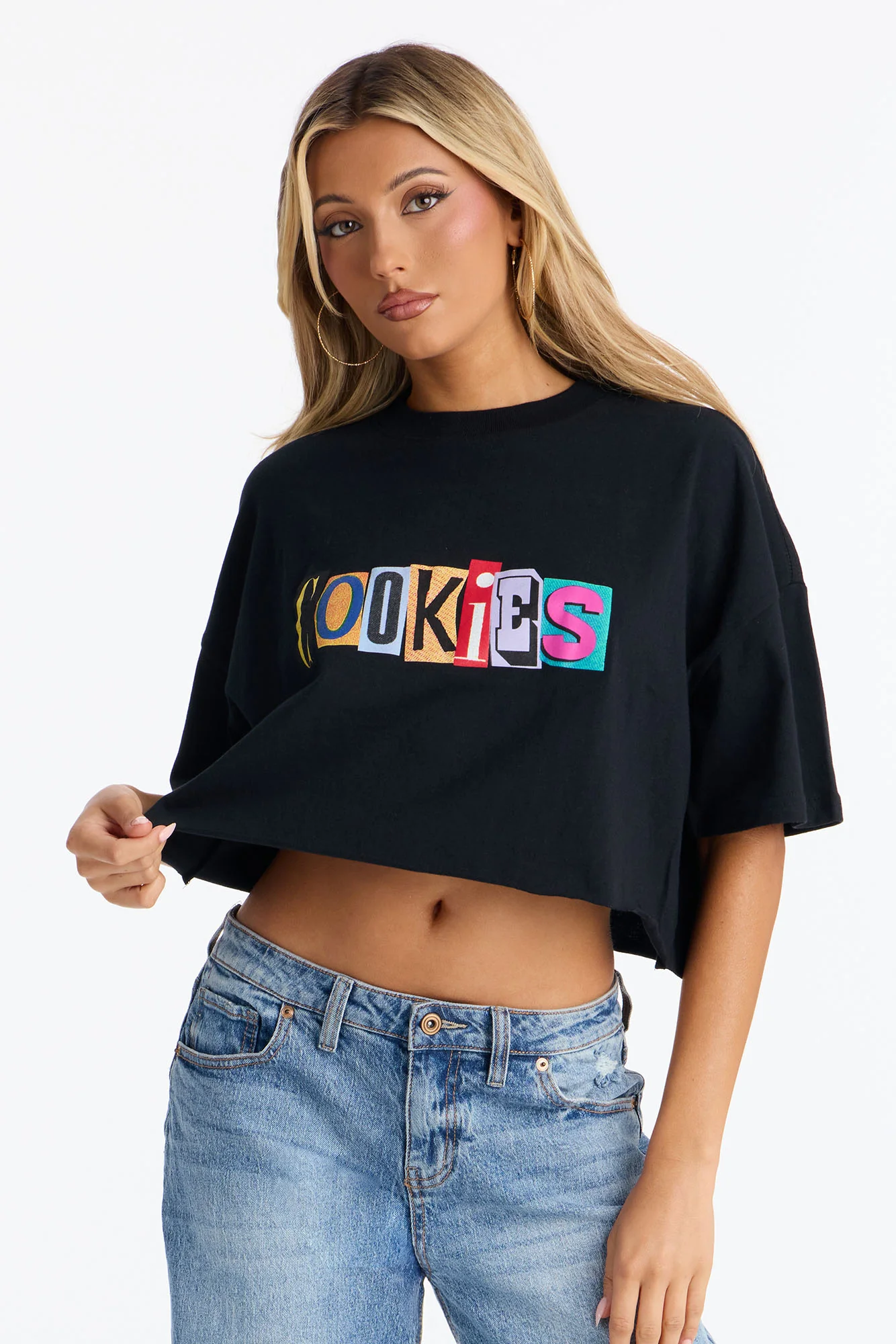 Cookies Cropped T-Shirt - Black