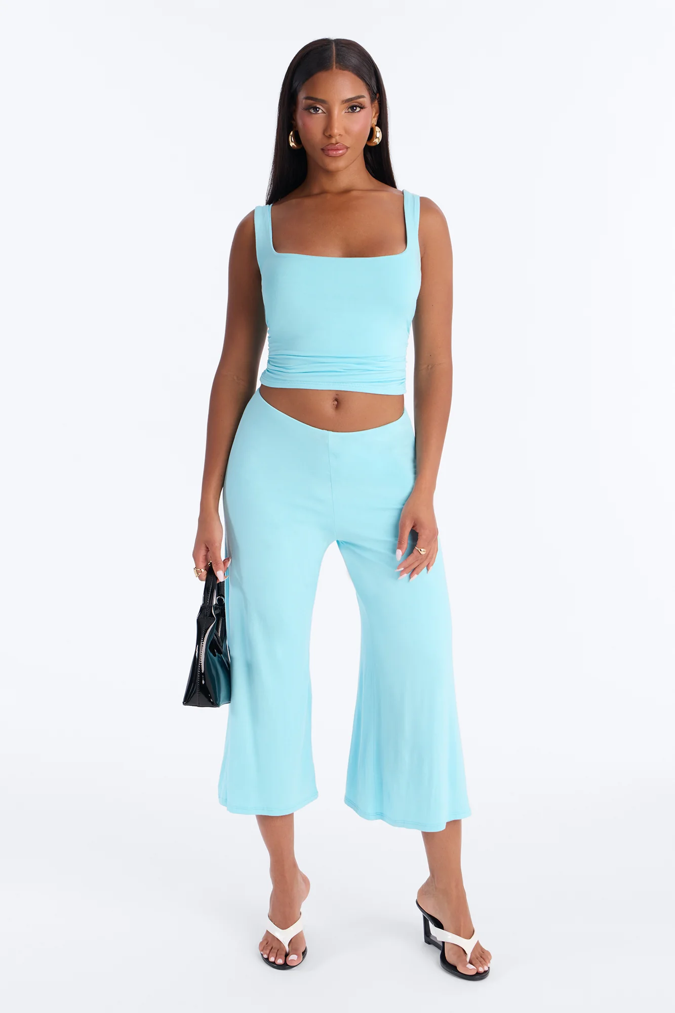 Cool Girl Gaucho Pant Set - Aqua