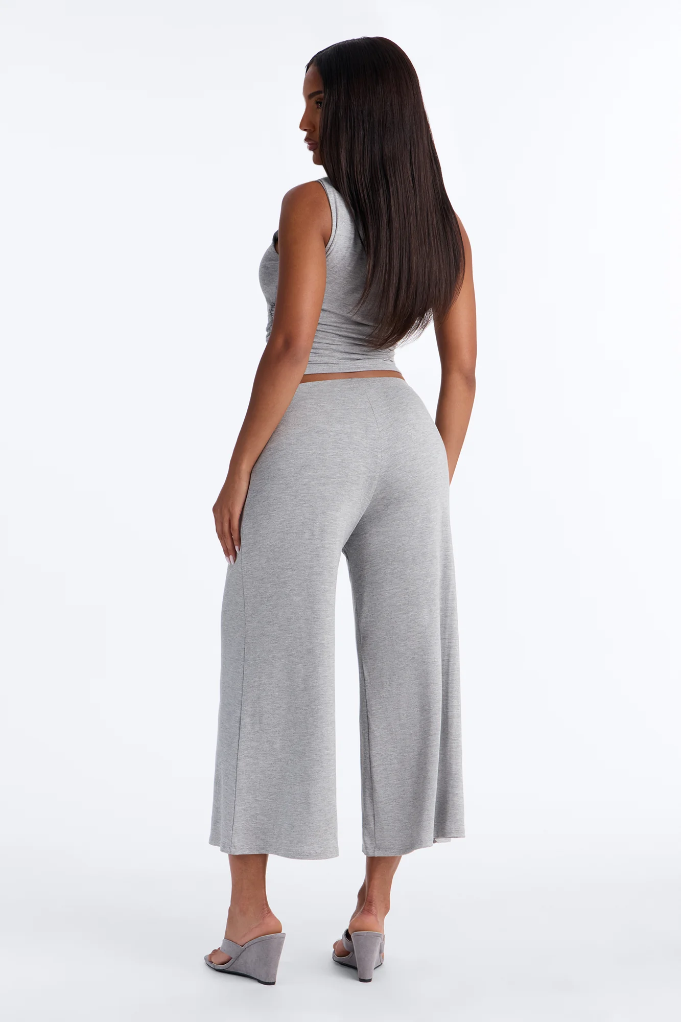 Cool Girl Gaucho Pant Set - Heather Grey - Image 3