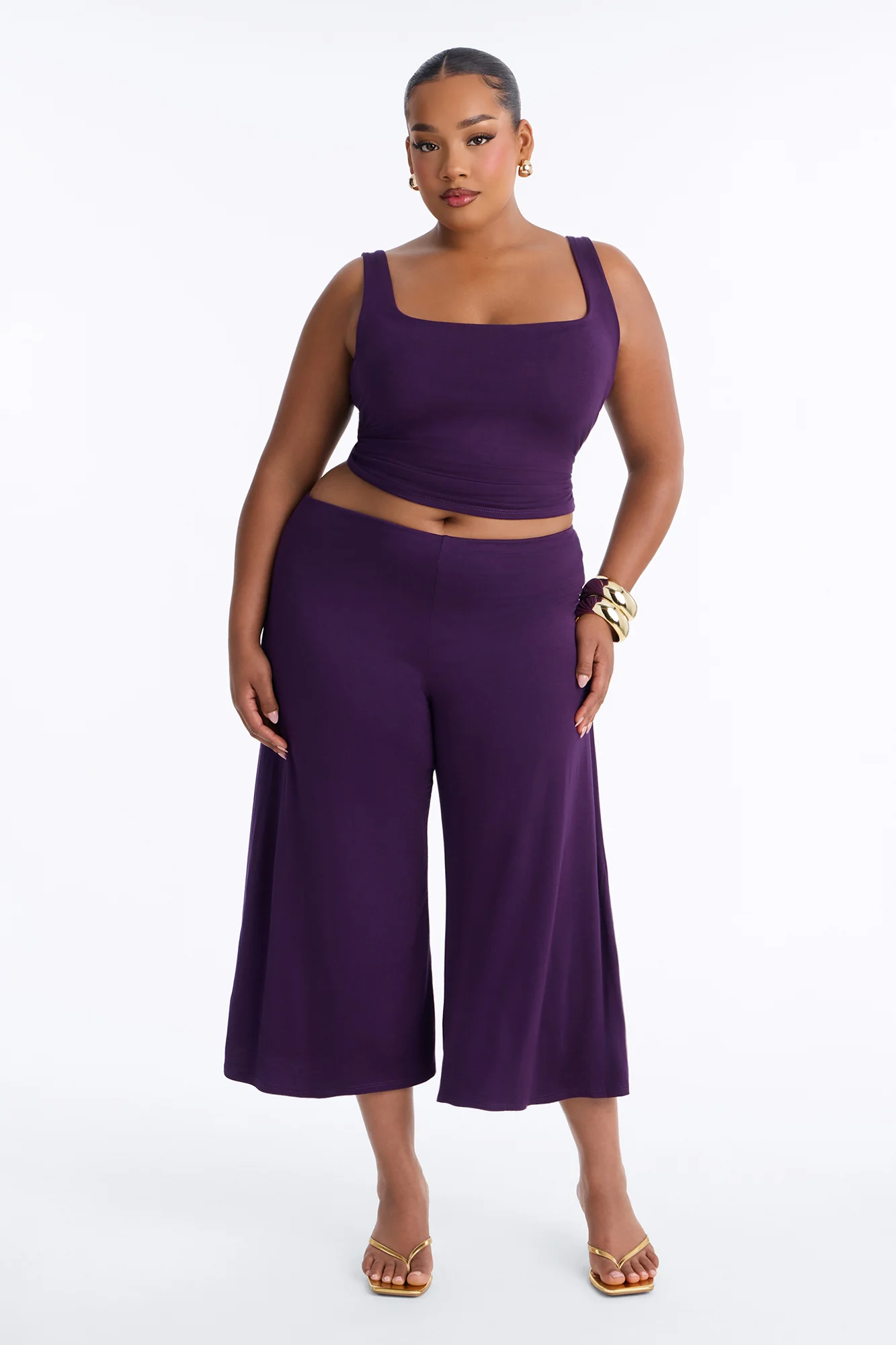 Cool Girl Gaucho Pant Set - Plum - Image 4
