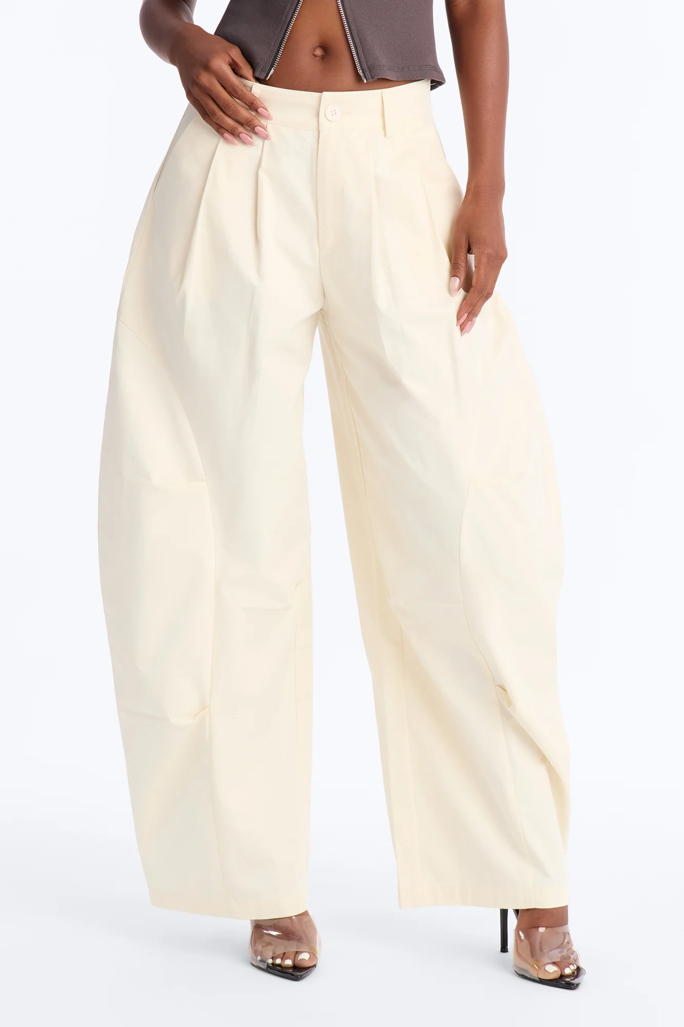Cooler Than You Barrel Leg Pant 30″ - Ivory - Image 2
