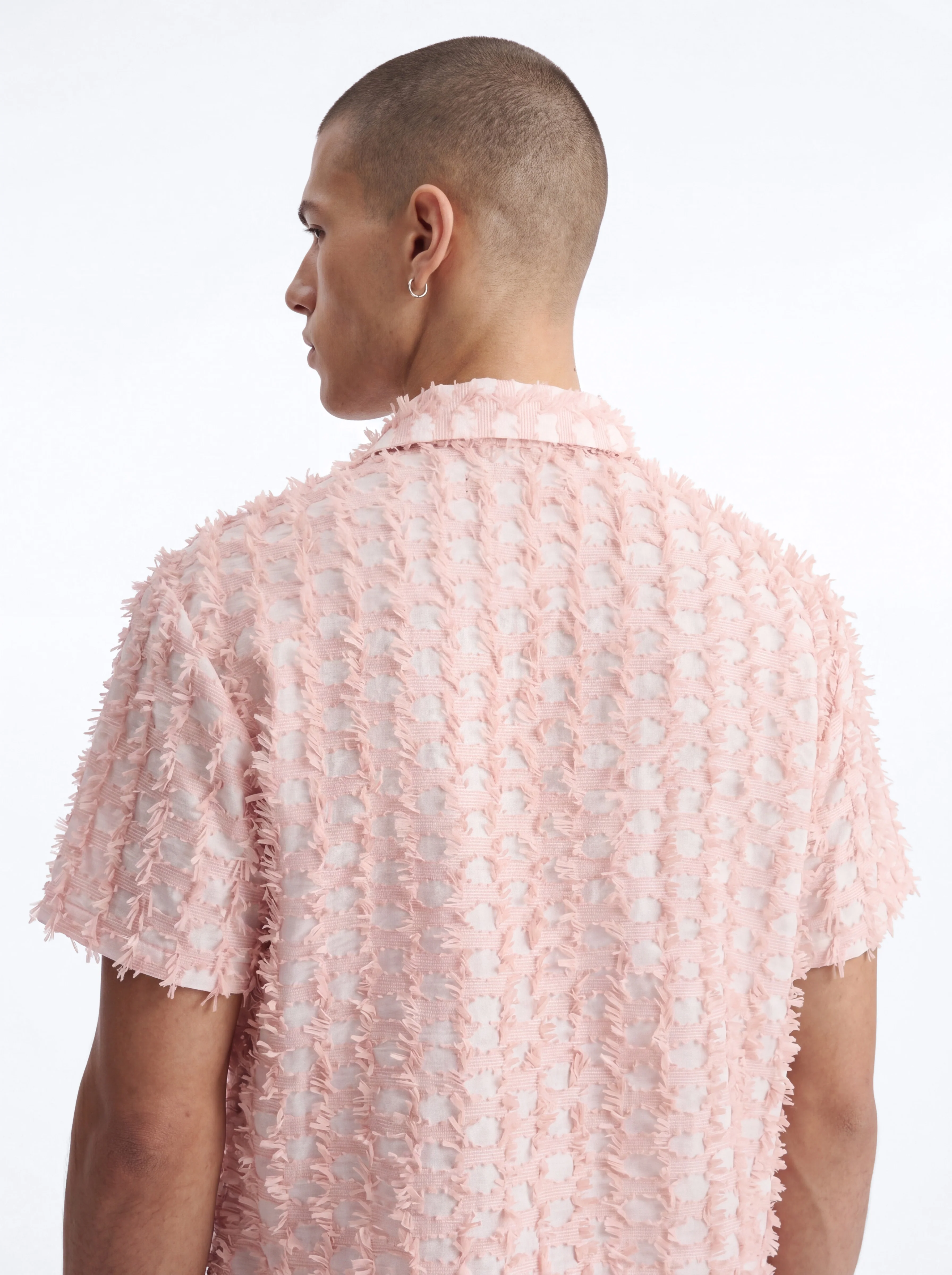 Coral Fringe Johnny Collar Polo - Pink - Image 3