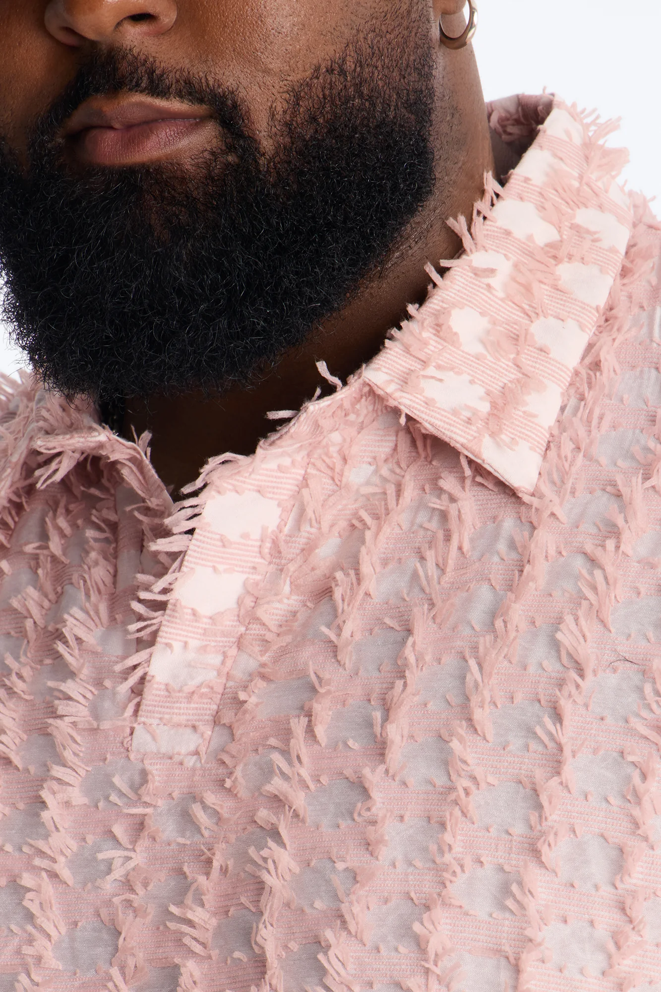 Coral Fringe Johnny Collar Polo - Pink - Image 7