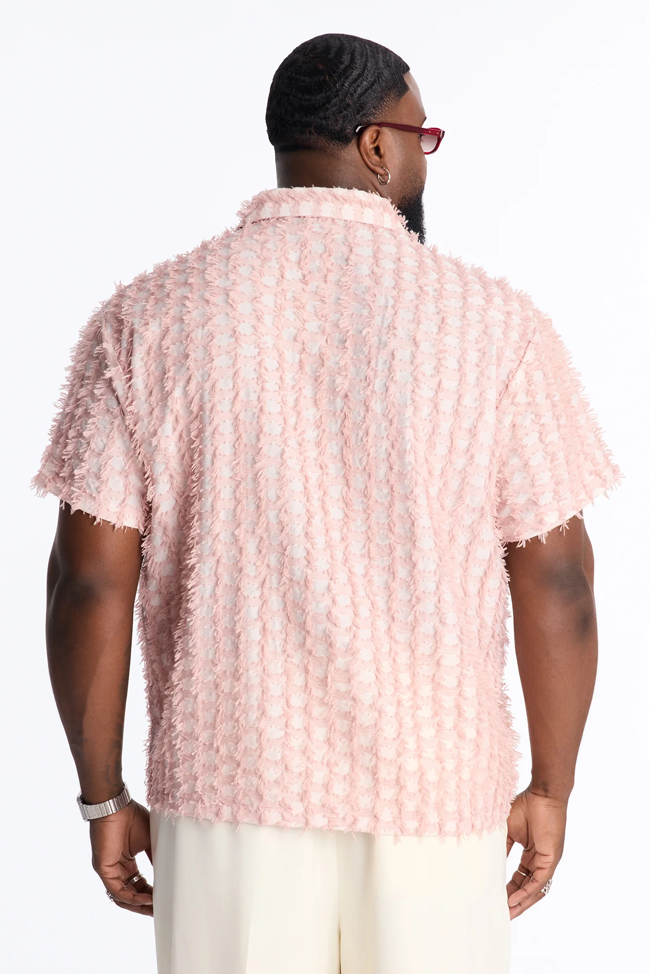 Coral Fringe Johnny Collar Polo - Pink - Image 8