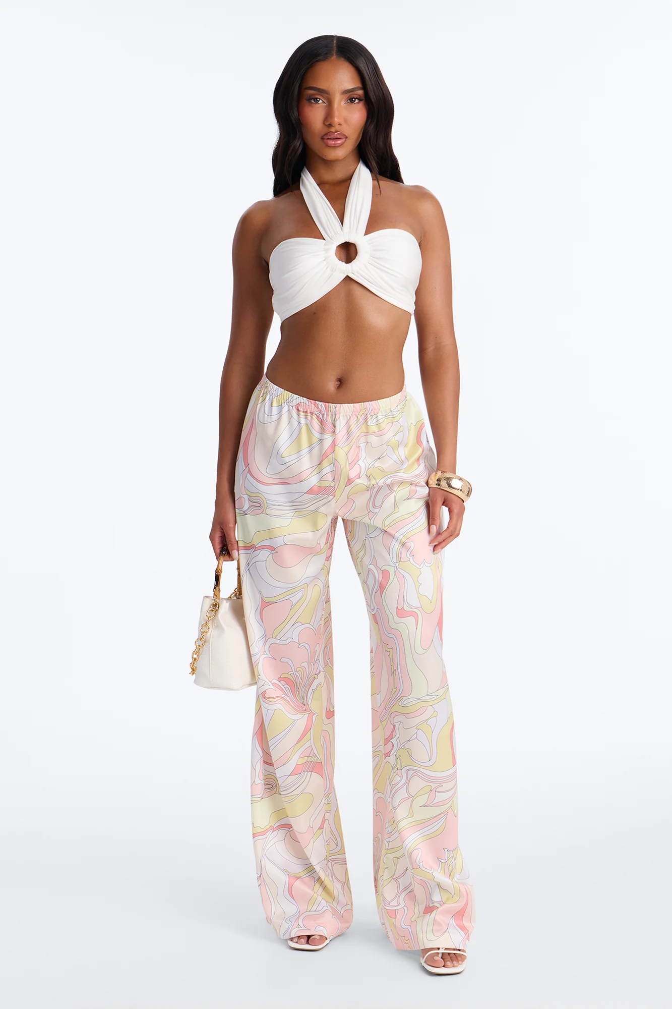 Cordelia Mid Rise Printed Wide Leg Pant - Yellow/combo