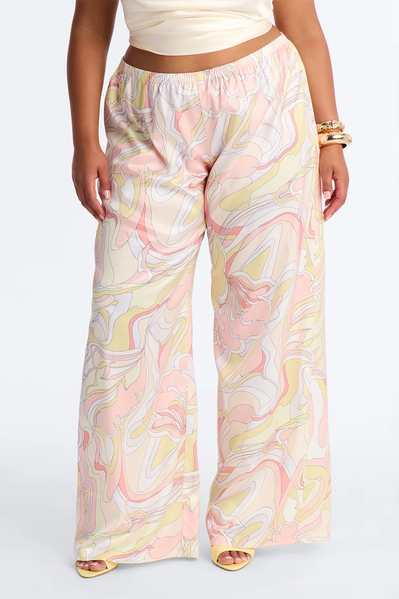 Cordelia Mid Rise Printed Wide Leg Pant - Yellow/combo - Image 5