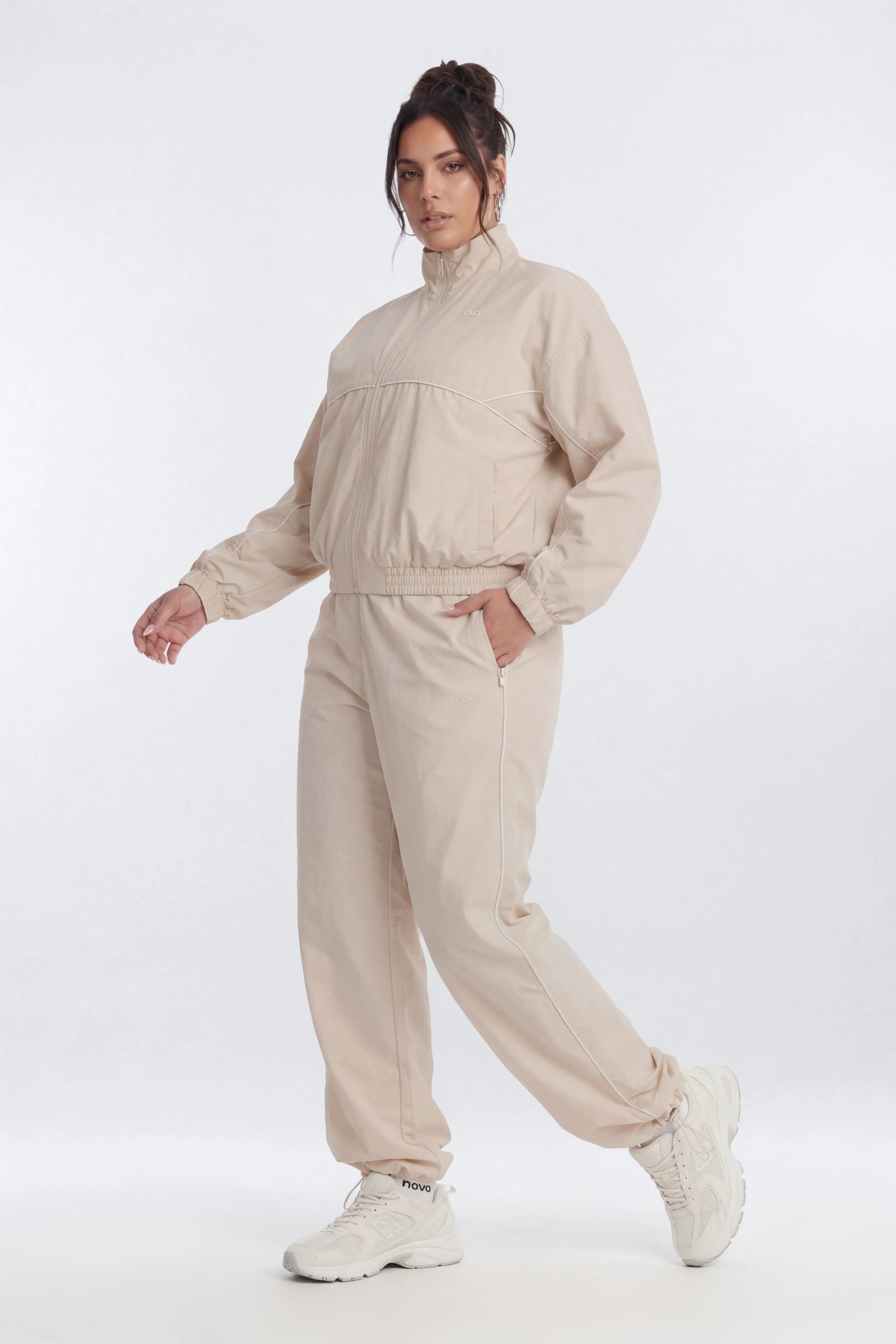 CoreNylon 32″ Pocket Track Pant - Oat Milk - Image 7