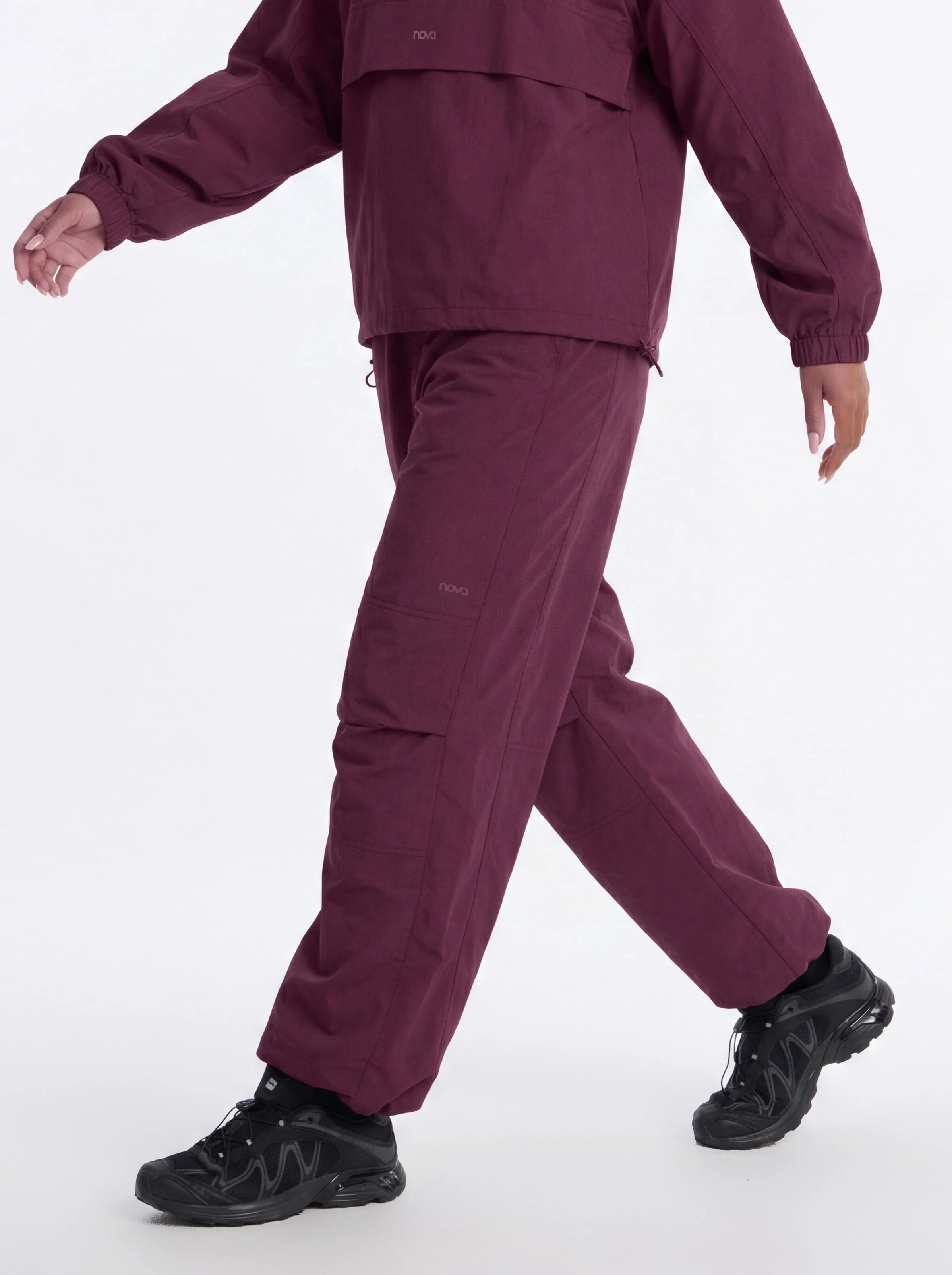 CoreNylon 32″ Wide Leg Track Pant - Merlot - Image 3