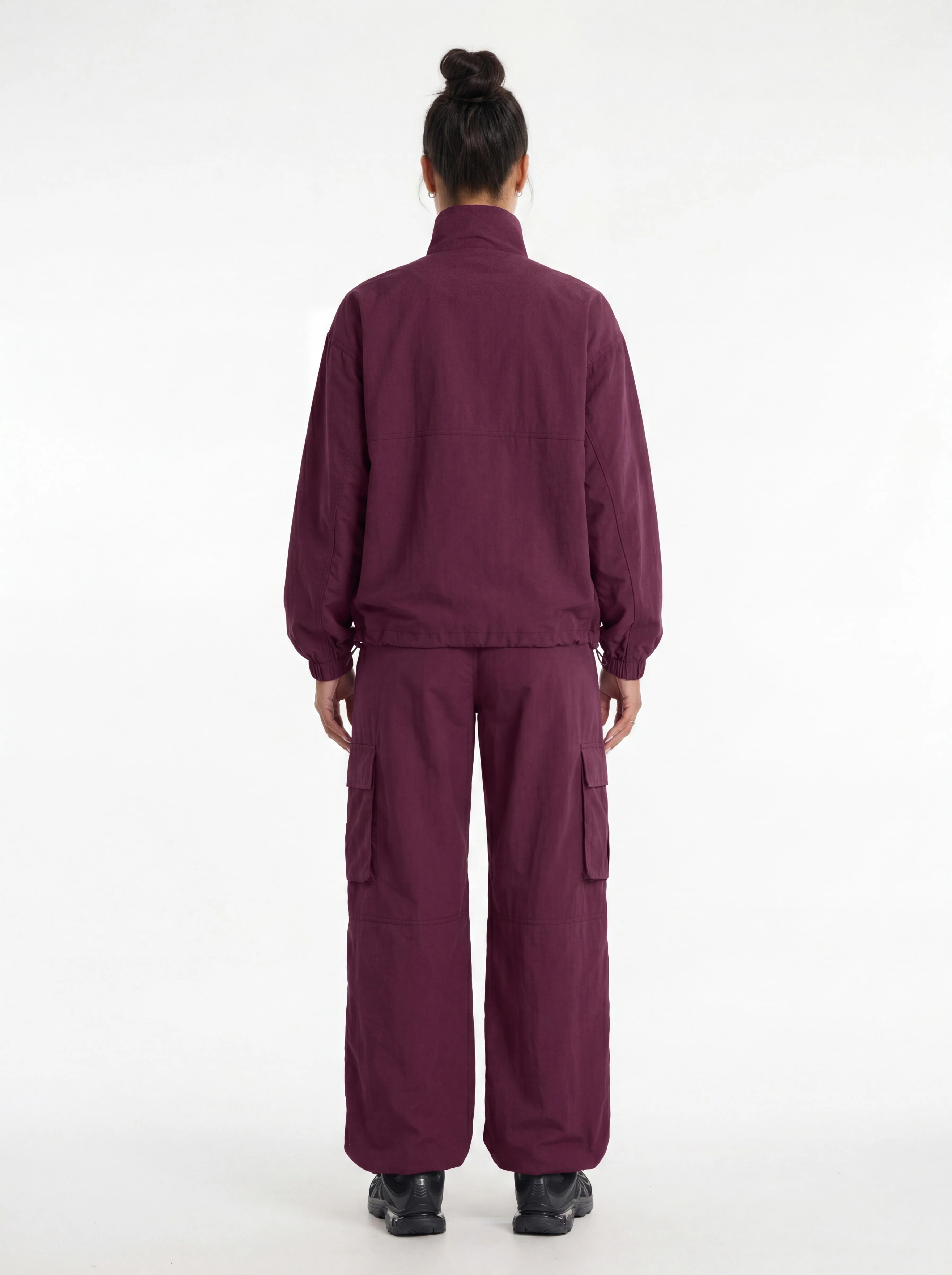 CoreNylon 32″ Wide Leg Track Pant - Merlot - Image 4