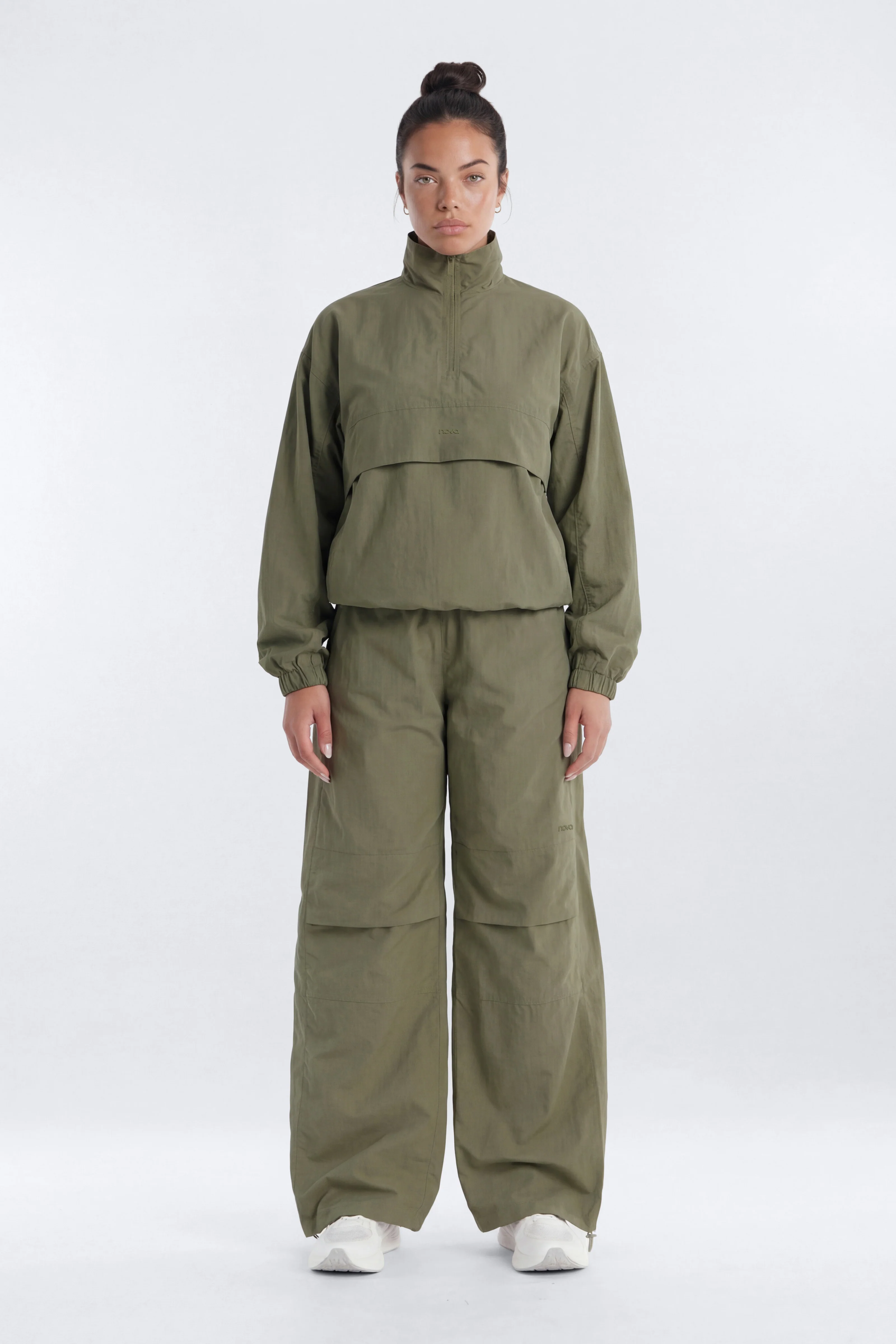 CoreNylon 32″ Wide Leg Track Pant - Moss - Image 3