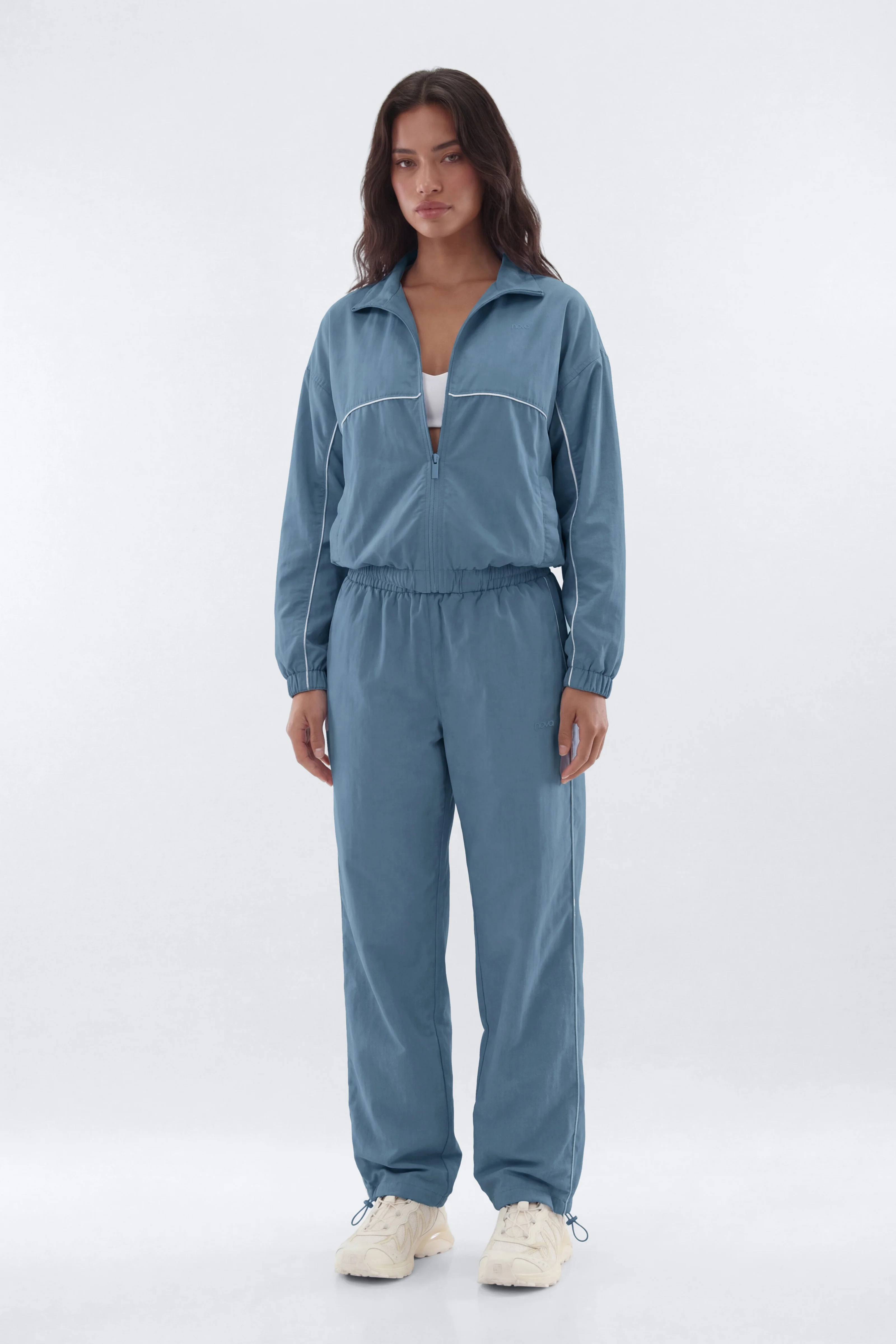 CoreNylon Mock Neck Full Zip Track Jacket - Soft Indigo - Image 3