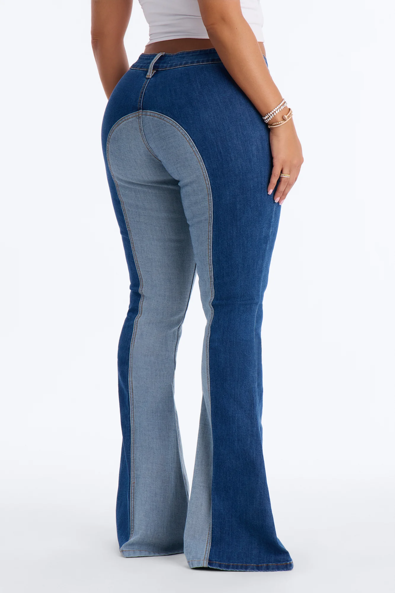 Coronado Low Rise Stretch Flare Jeans - Blue/combo