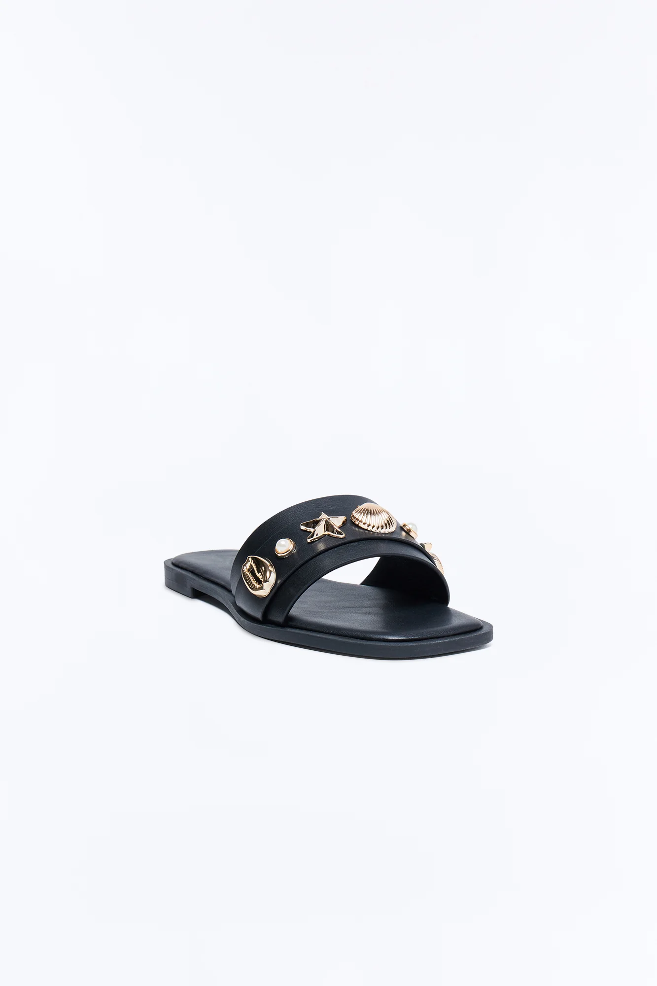 Cosette Hardware Slip On Sandals - Black - Image 4