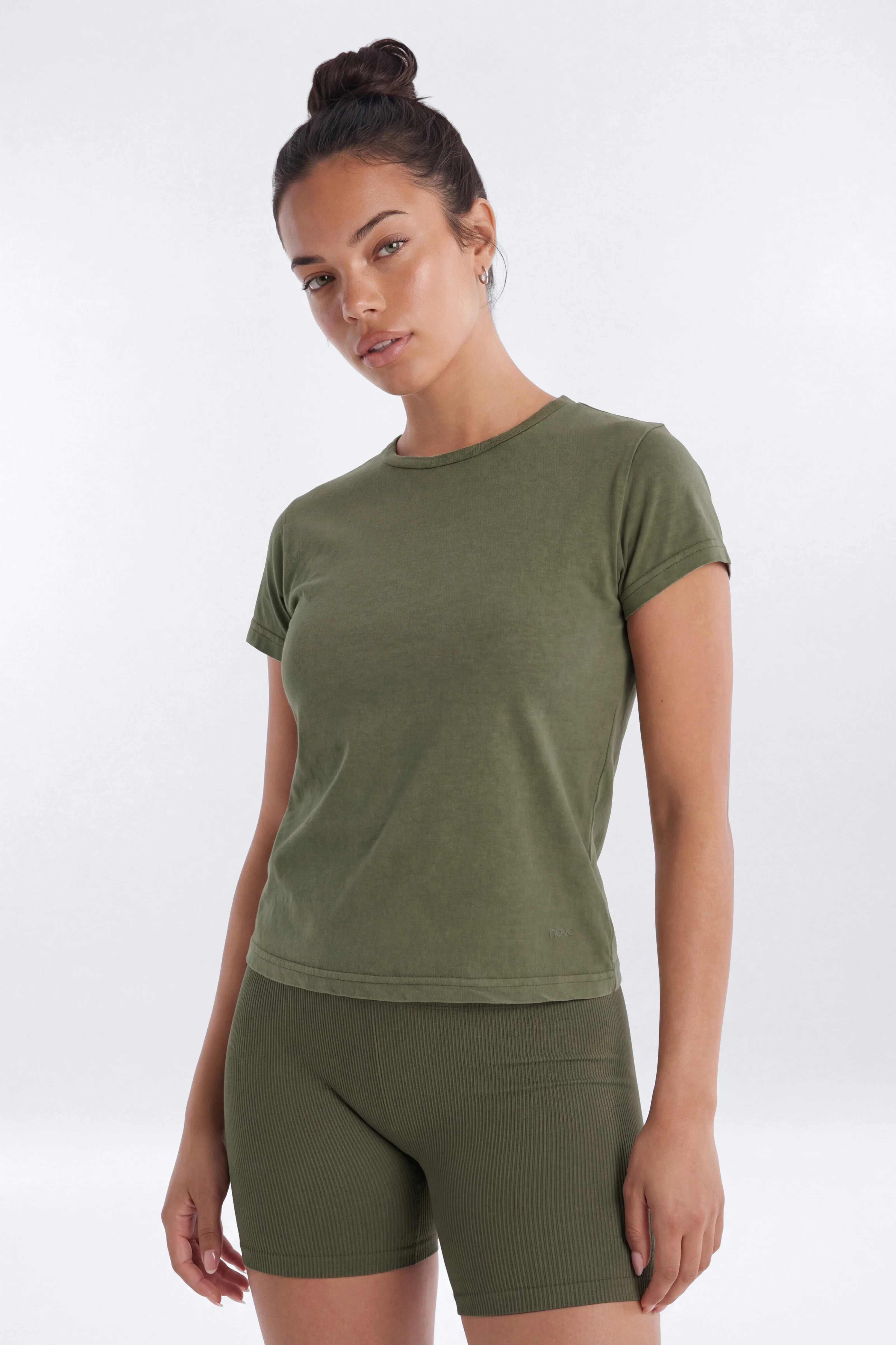 Cotton Jersey Short Sleeve T Shirt - Moss