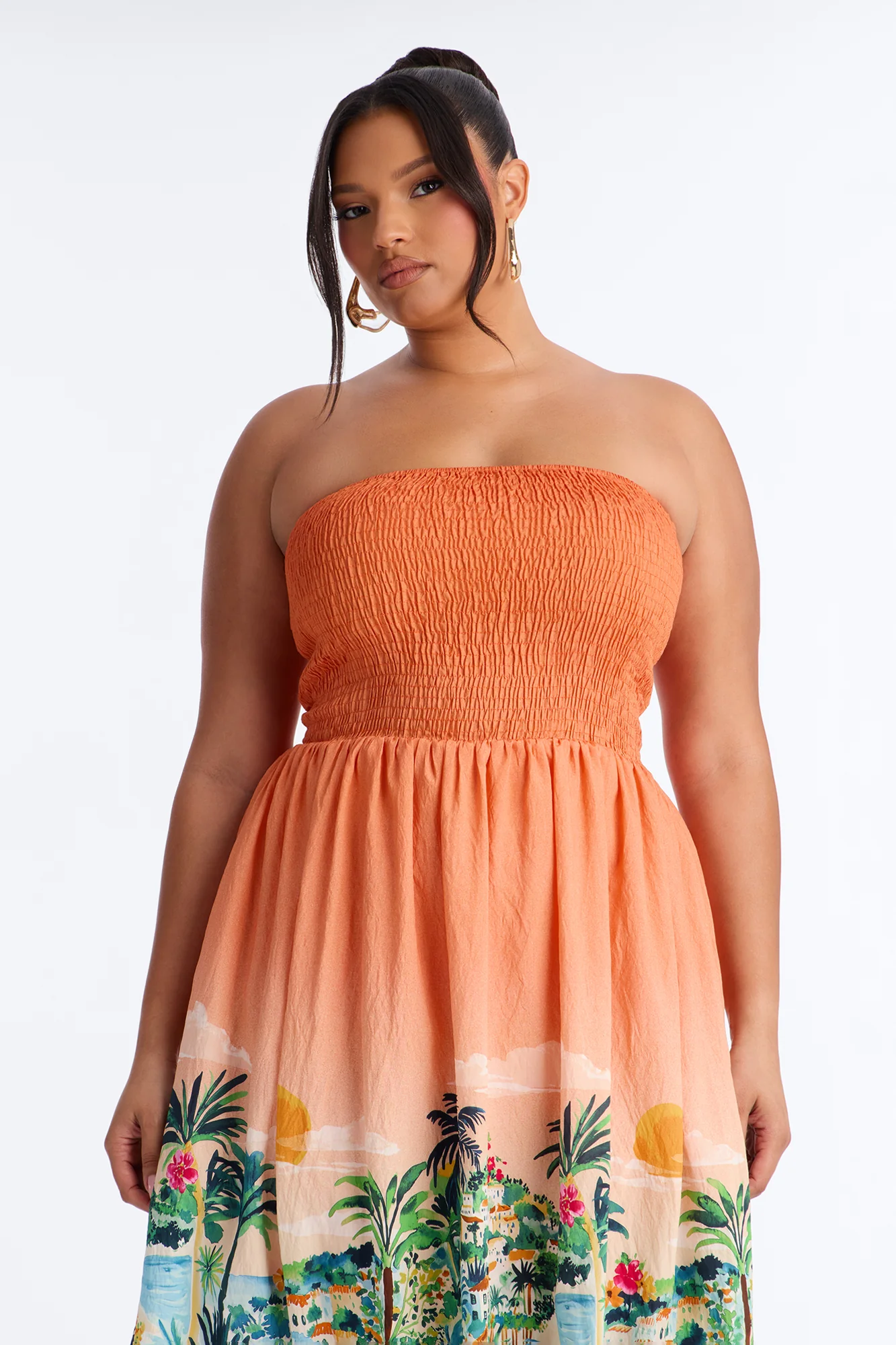 Courtney Printed Midi Dress - Orange/combo - Image 6