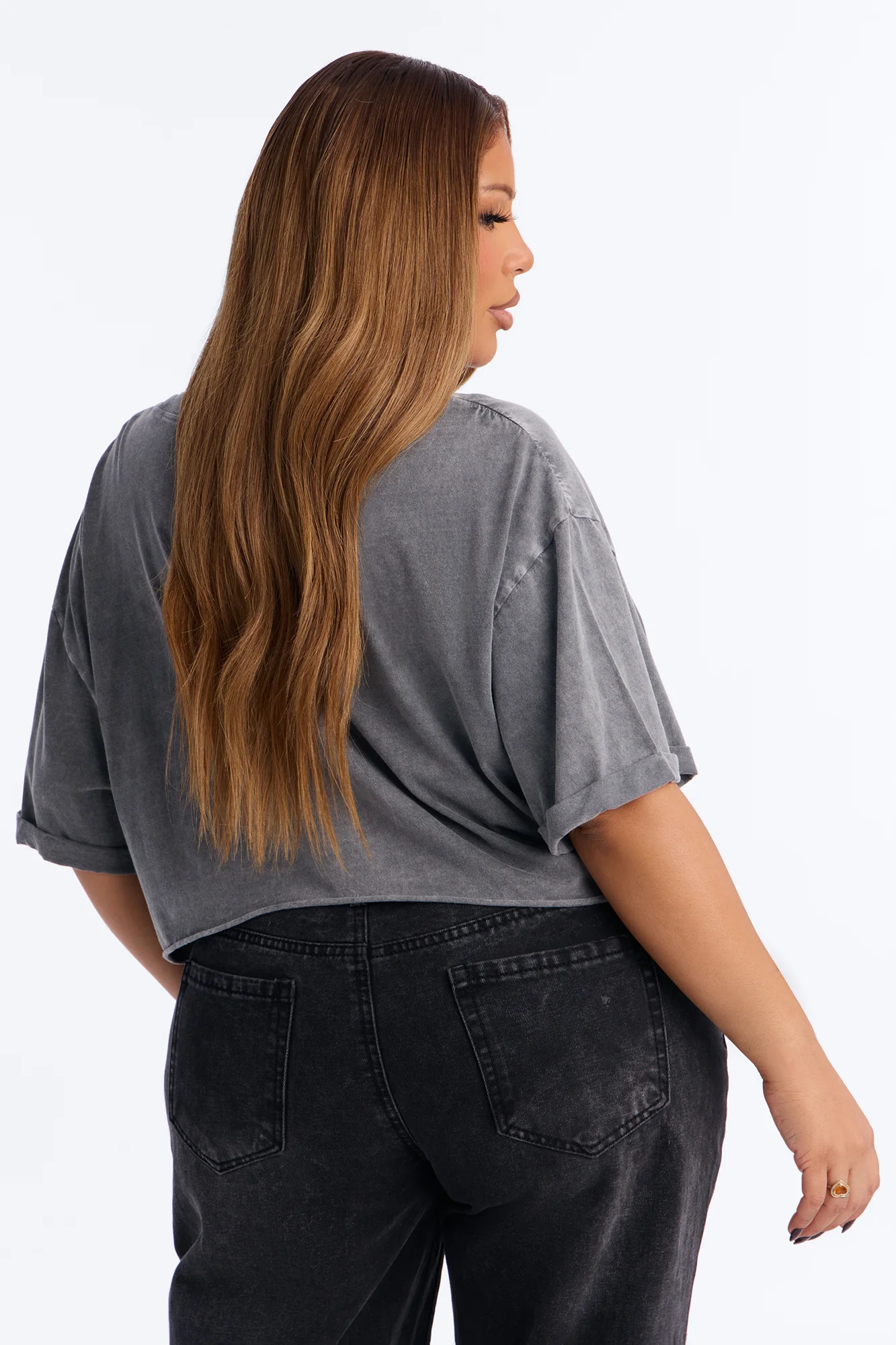 Cowboy Things Washed Cropped Tee - Black Wash - Image 8
