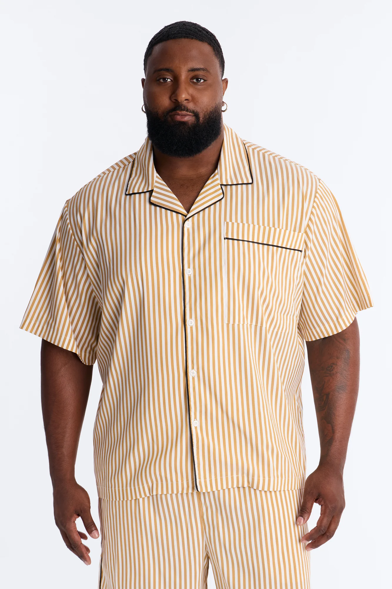 Cozy Night In Stripe Lounge Top - Gold/combo - Image 5