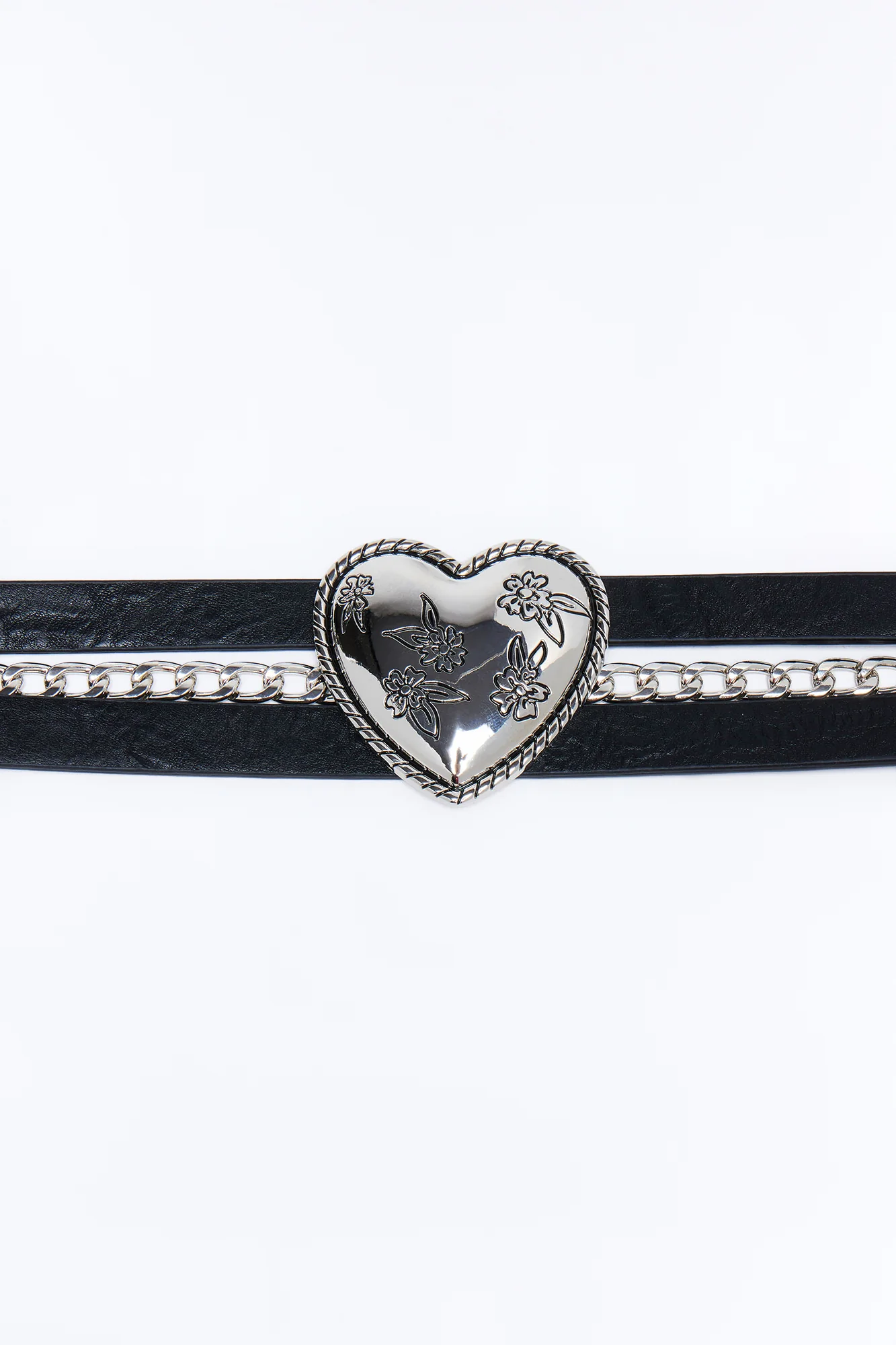 Crimson Love Faux Leather Belt - Silver/Black - Image 5