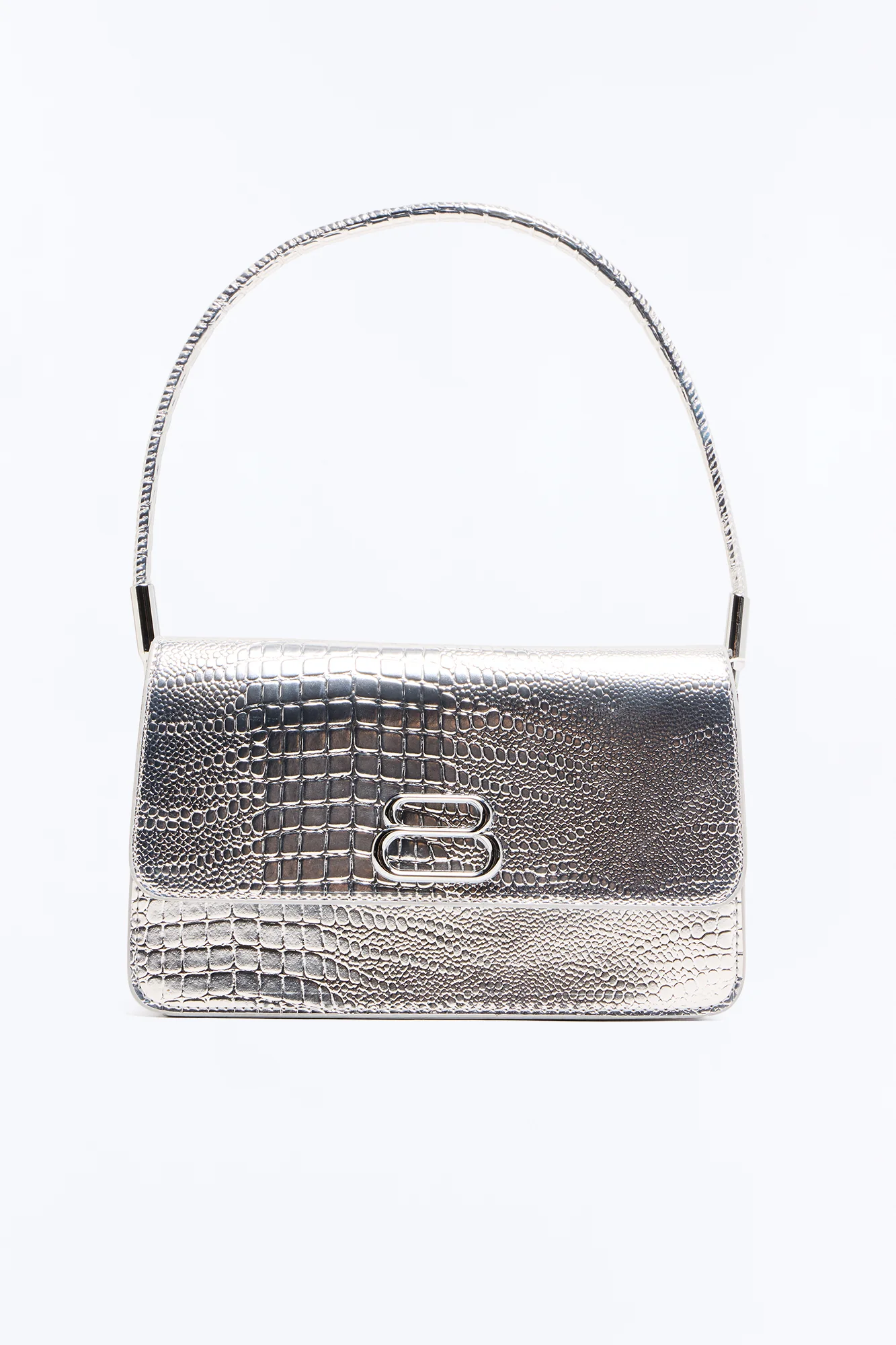 Croc Chic Handbag - Silver - Image 3
