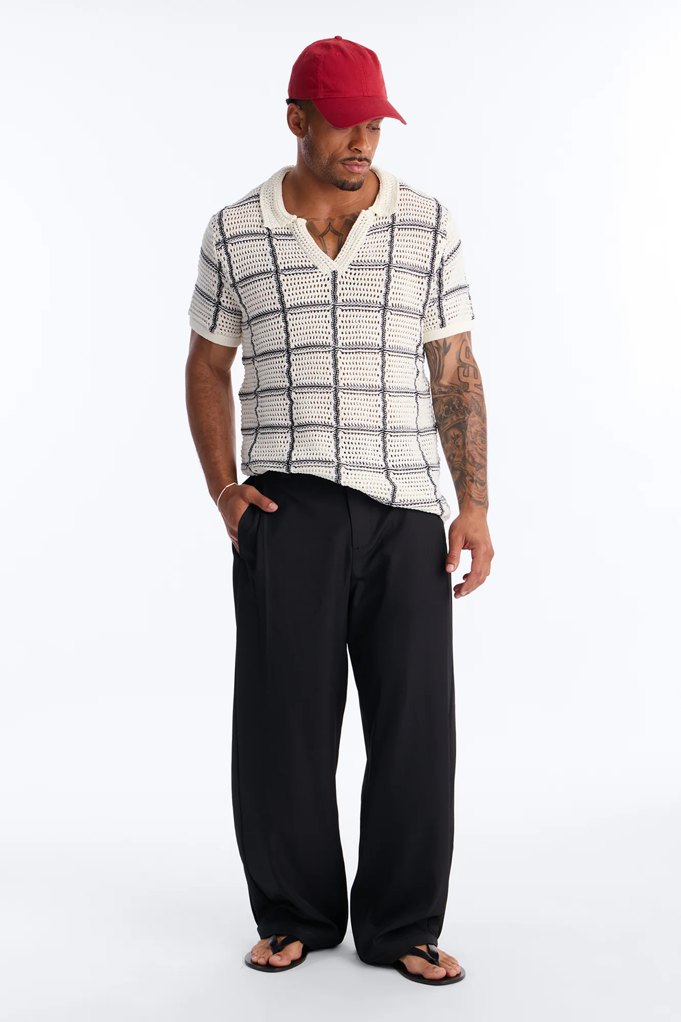 Cropped Crochet Carlton Johnny Polo - Cream - Image 2