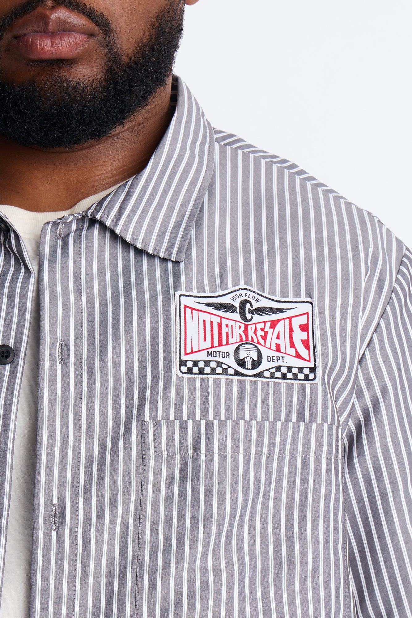 Cropped No Questions Asked Striped Button Up Shirt - Black - Image 8