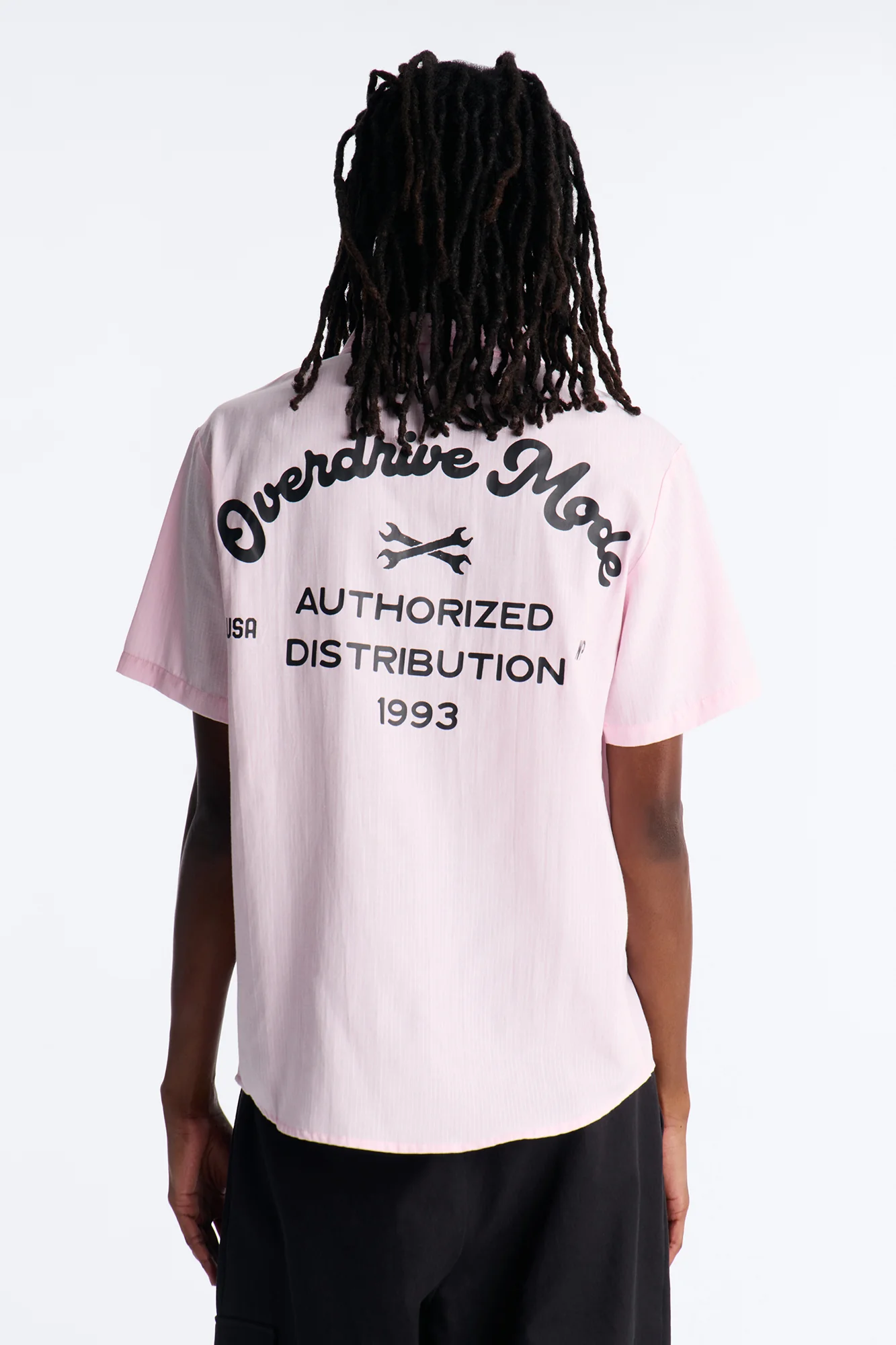 Cropped Overdrive Mode Striped Button Up Shirt - Pink - Image 5