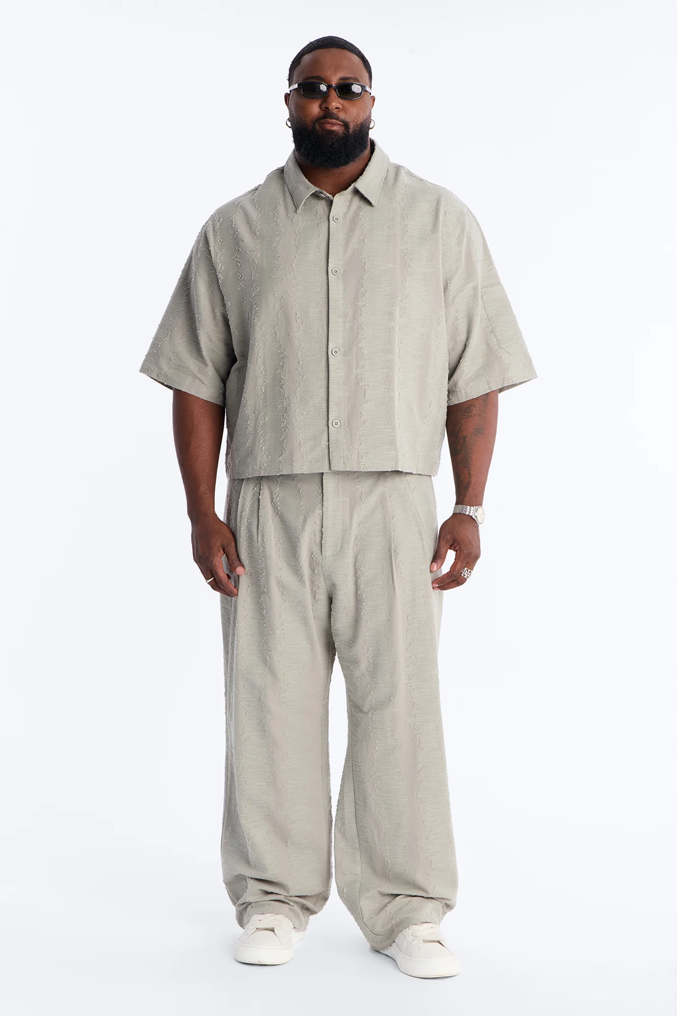 Cropped Sands Of Time Button Up Shirt - Sage - Image 6