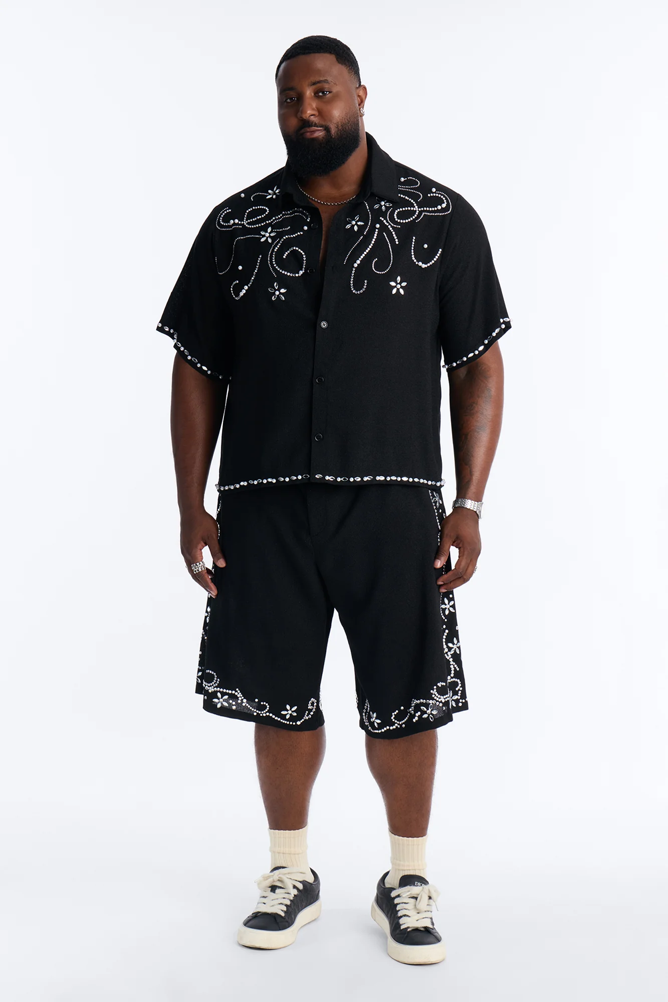 Cropped Wanderlust Pearl Journey Button Up - Black - Image 6
