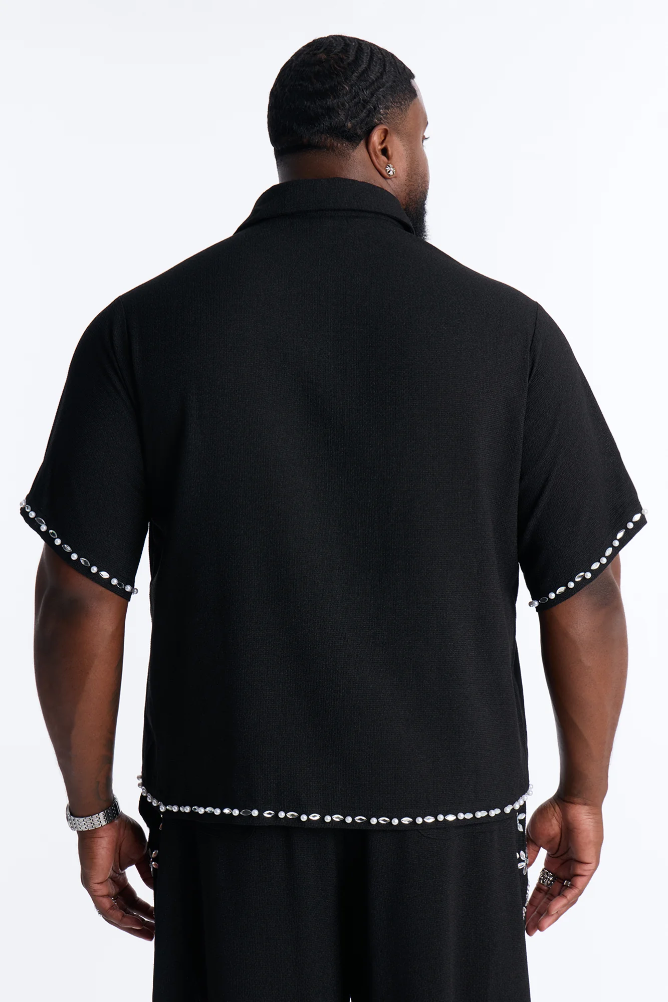Cropped Wanderlust Pearl Journey Button Up - Black - Image 8