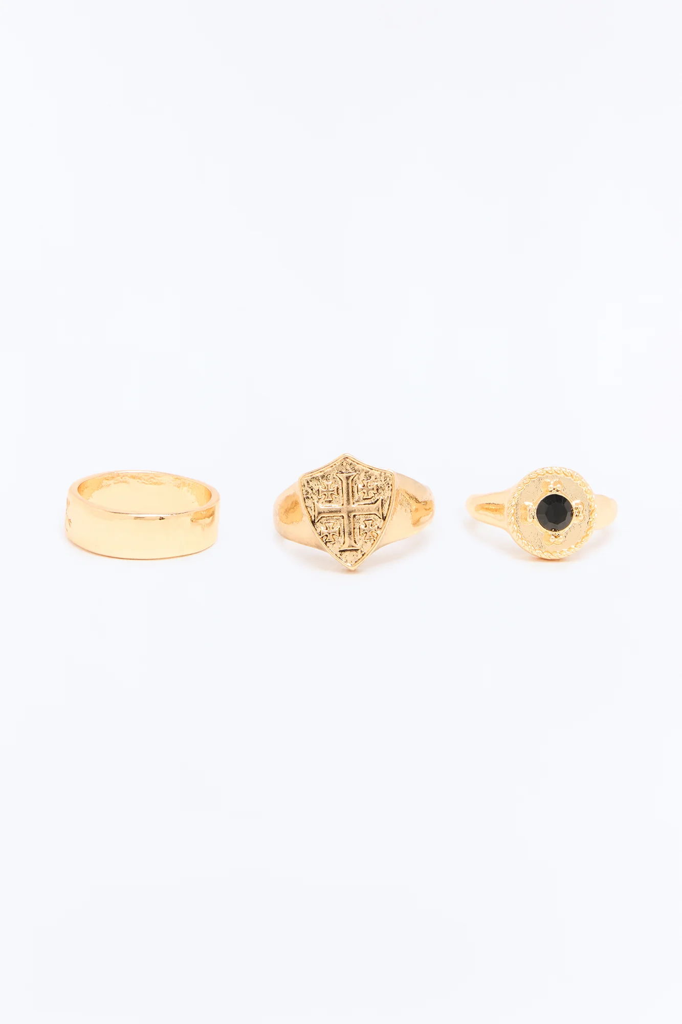 Cross In Arms Ring Set - Gold