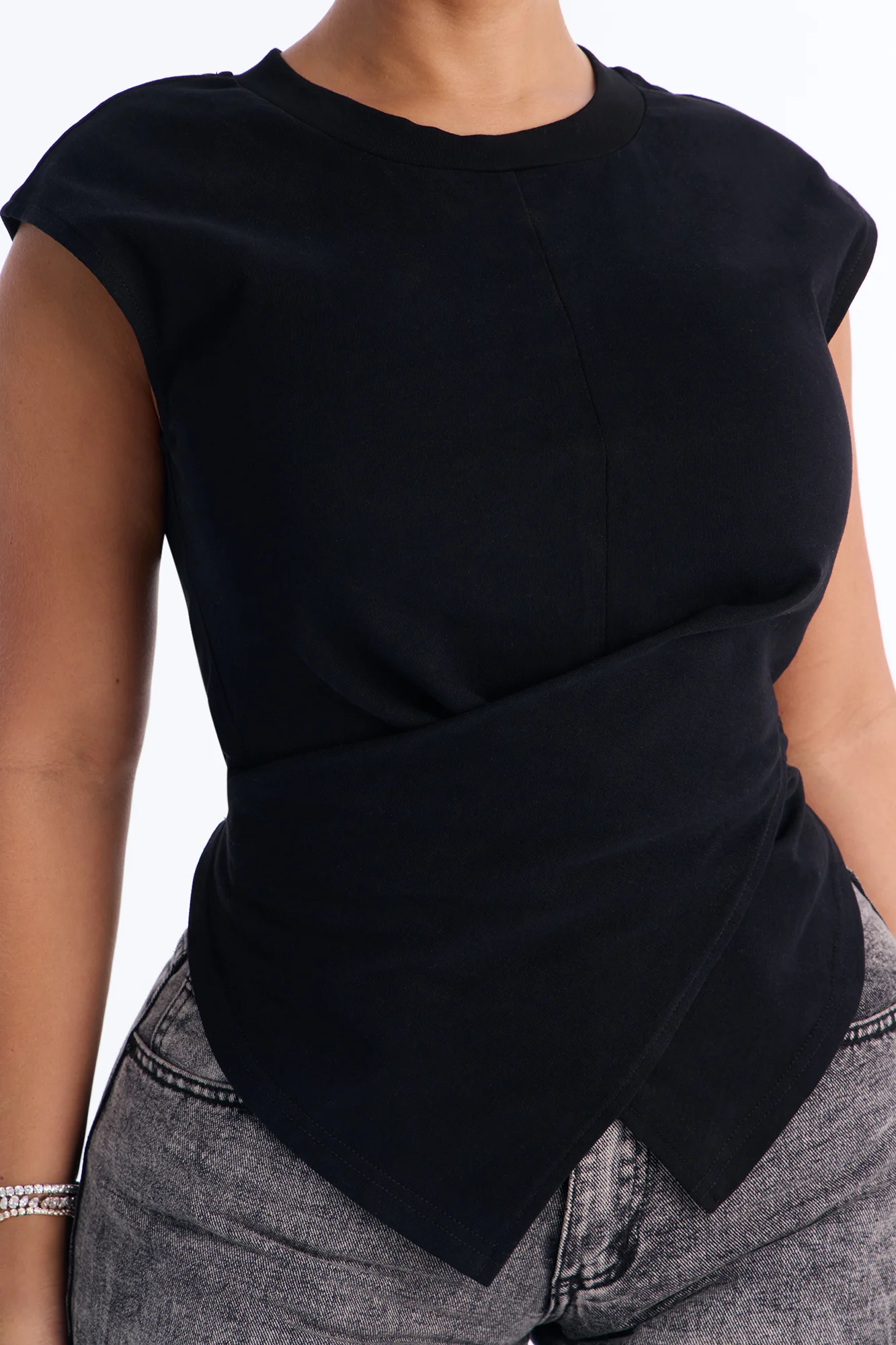 Crossed Up Crew Neck Tee - Black - Image 3