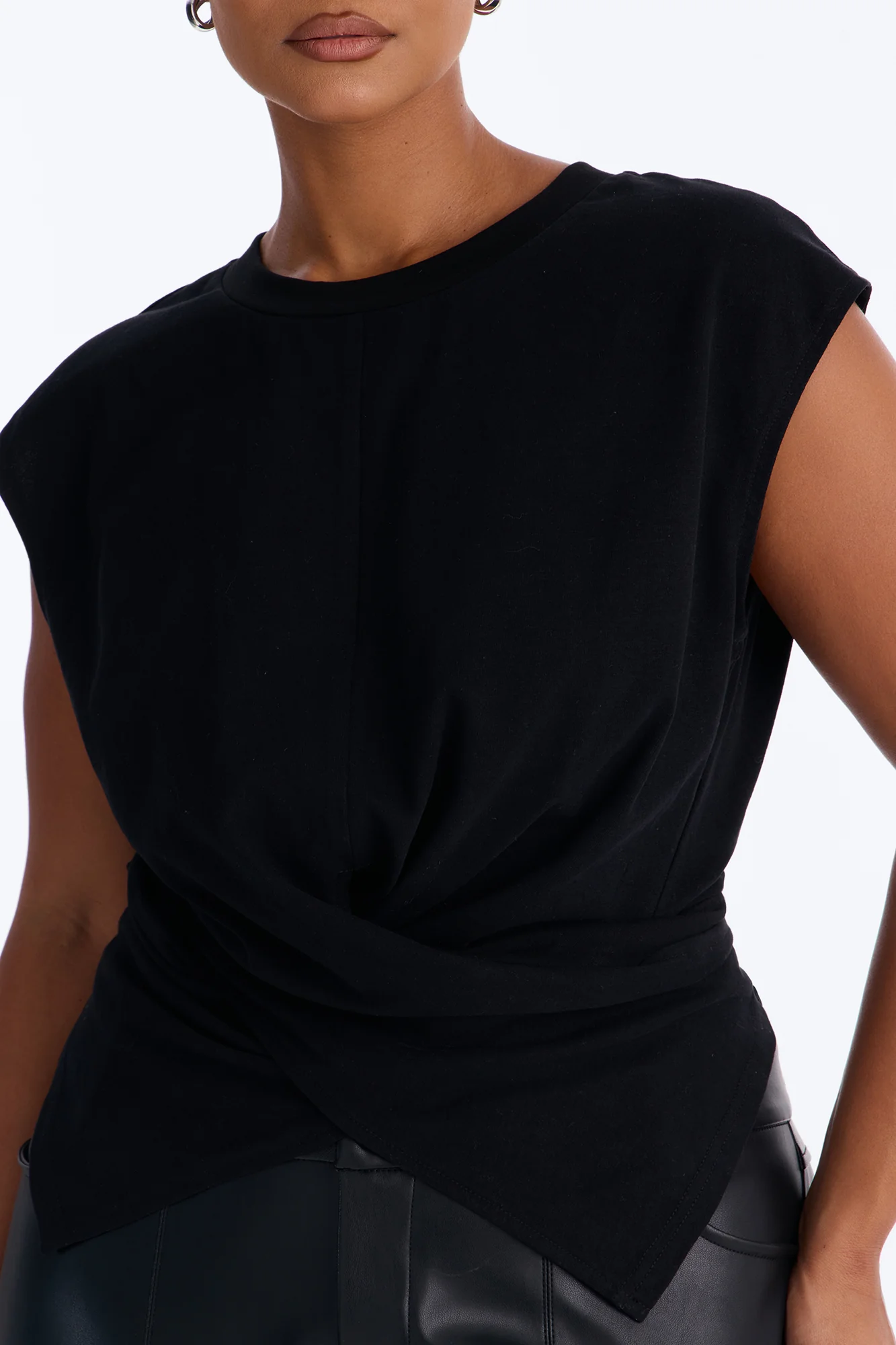 Crossed Up Crew Neck Tee - Black - Image 7