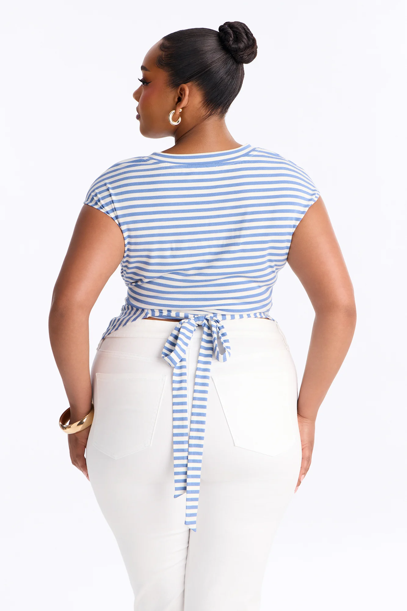 Crossed Up Striped Crew Neck Tee - Blue/combo - Image 8