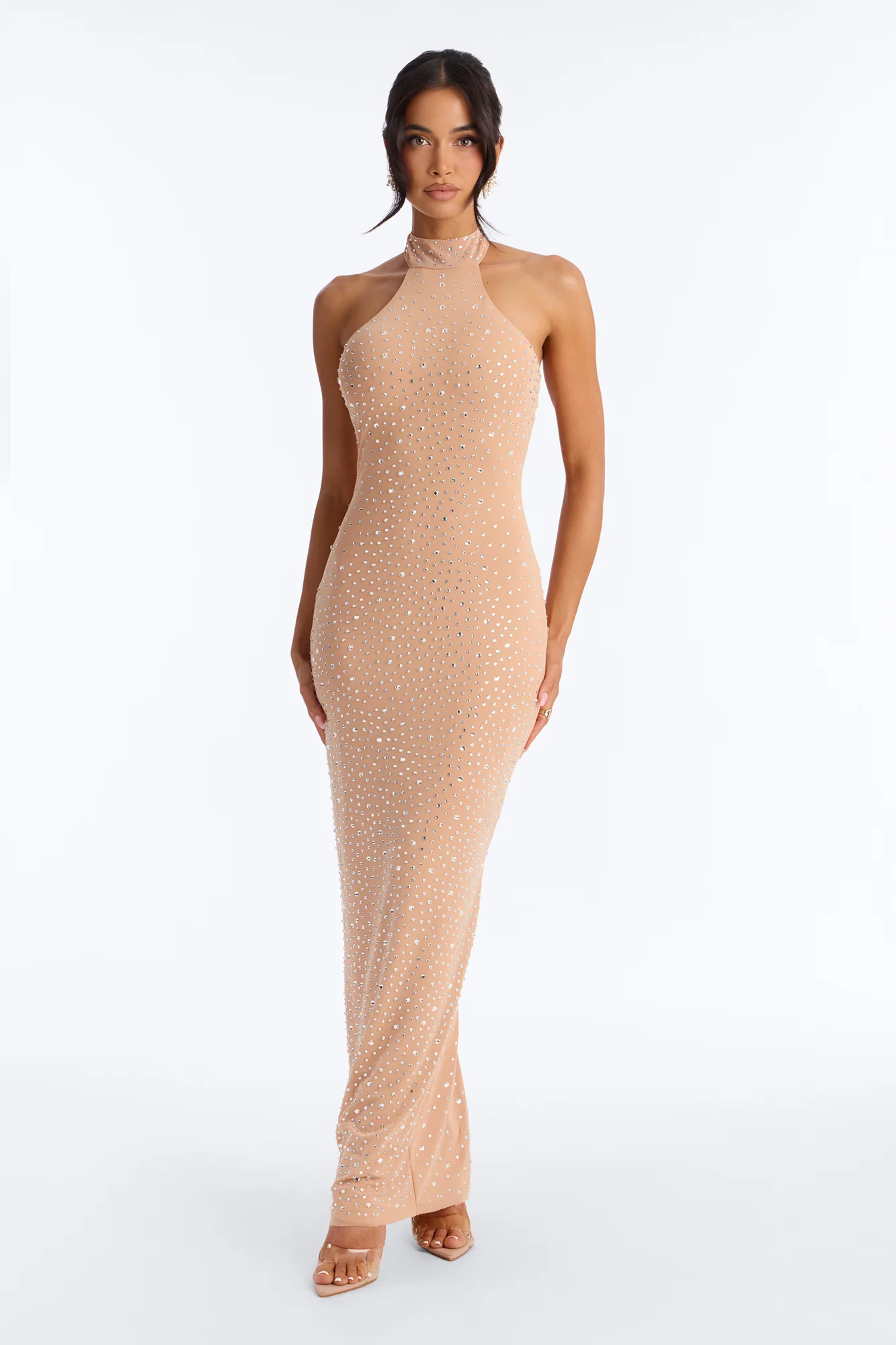 Crystal Dreams Rhinestone Gown - Nude - Image 3