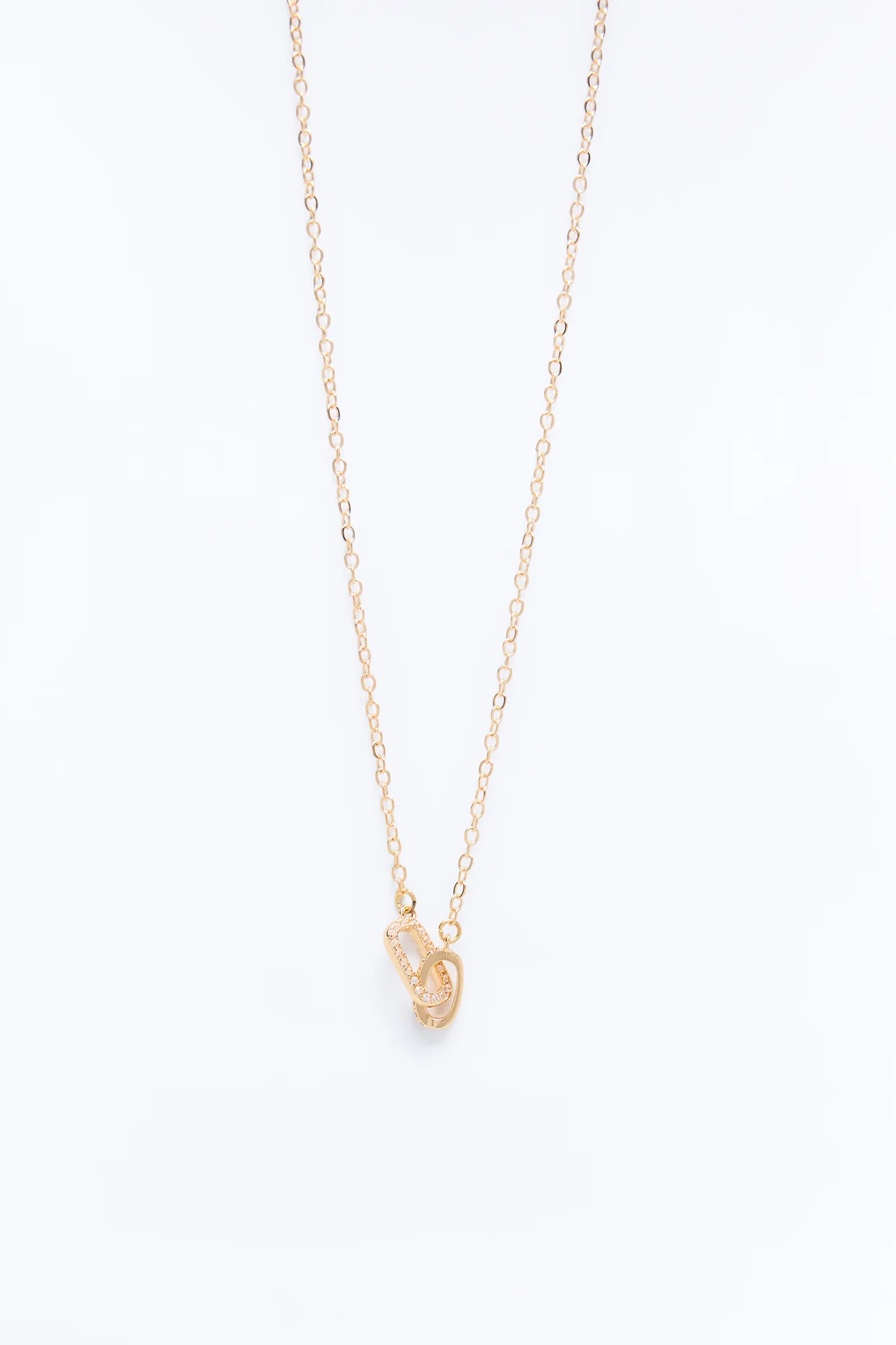 Cubic Zirconia Chain Link Necklace - Gold