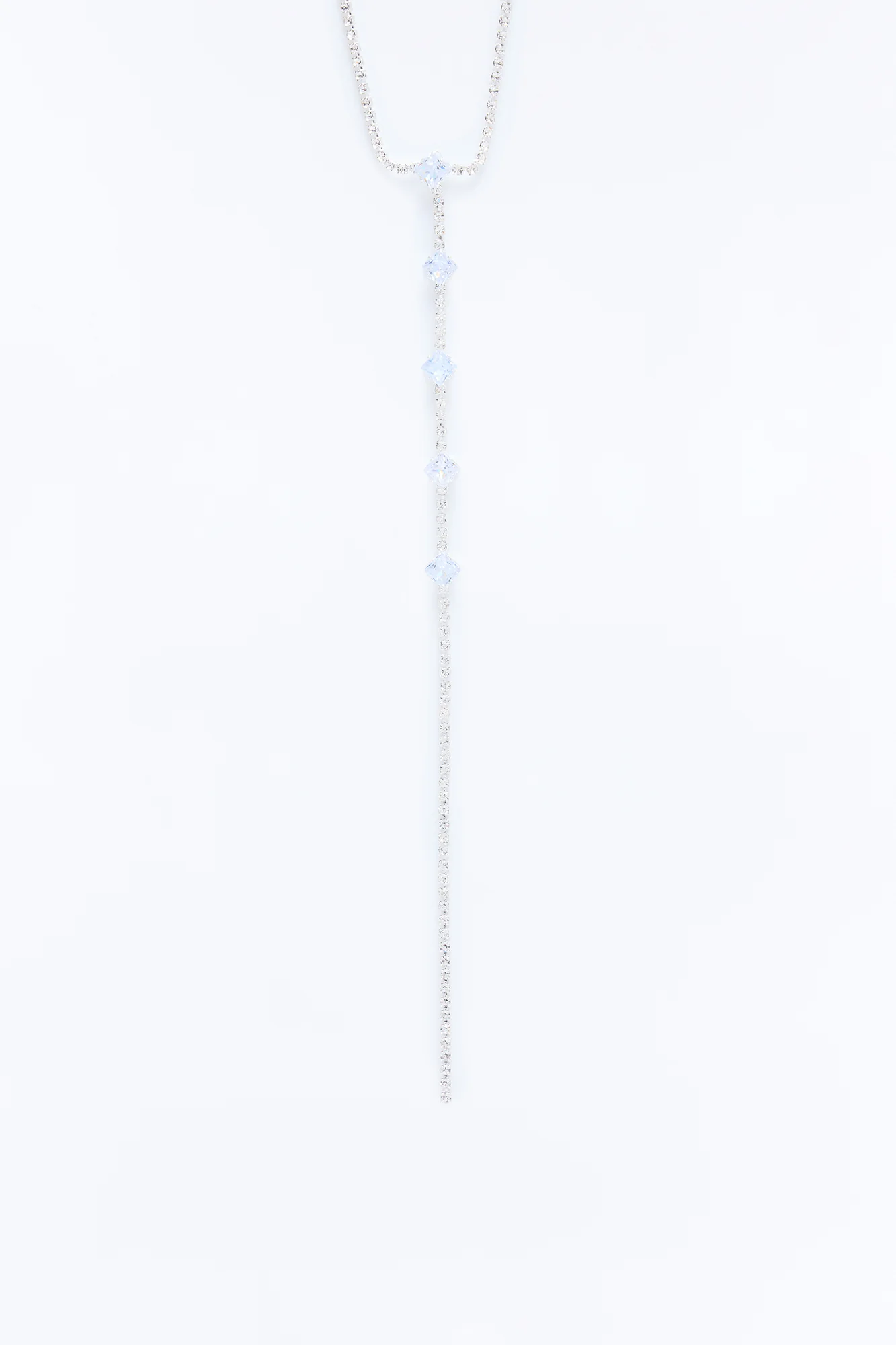 Cubic Zirconia Let Them Fall Lariat Necklace - Silver