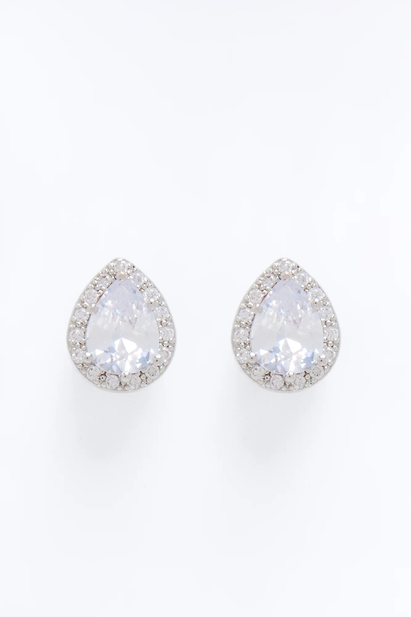 Cubic Zirconia Radiant Tear Drop Earrings - Silver - Image 3