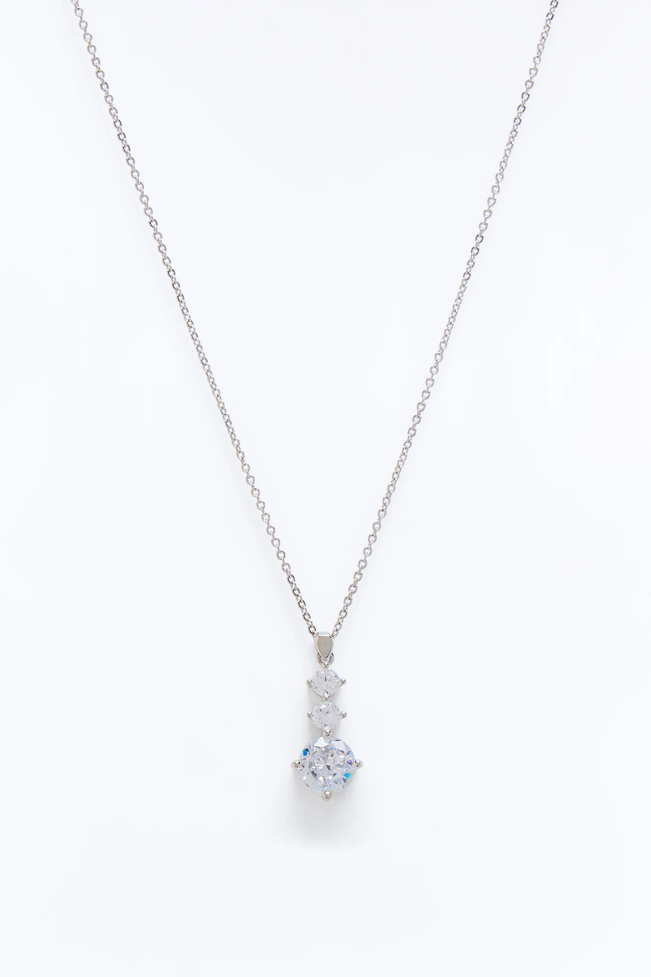 Cubic Zirconia Top Tier Necklace - Silver - Image 3