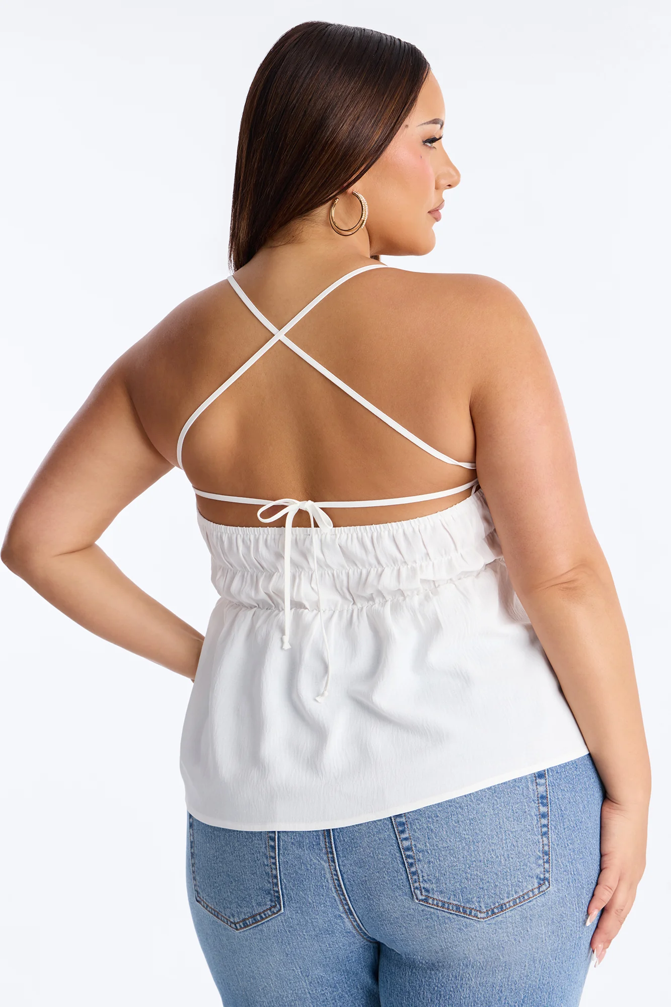 Cute Girl Approved Strappy Back Airflow Babydoll Top - White - Image 5