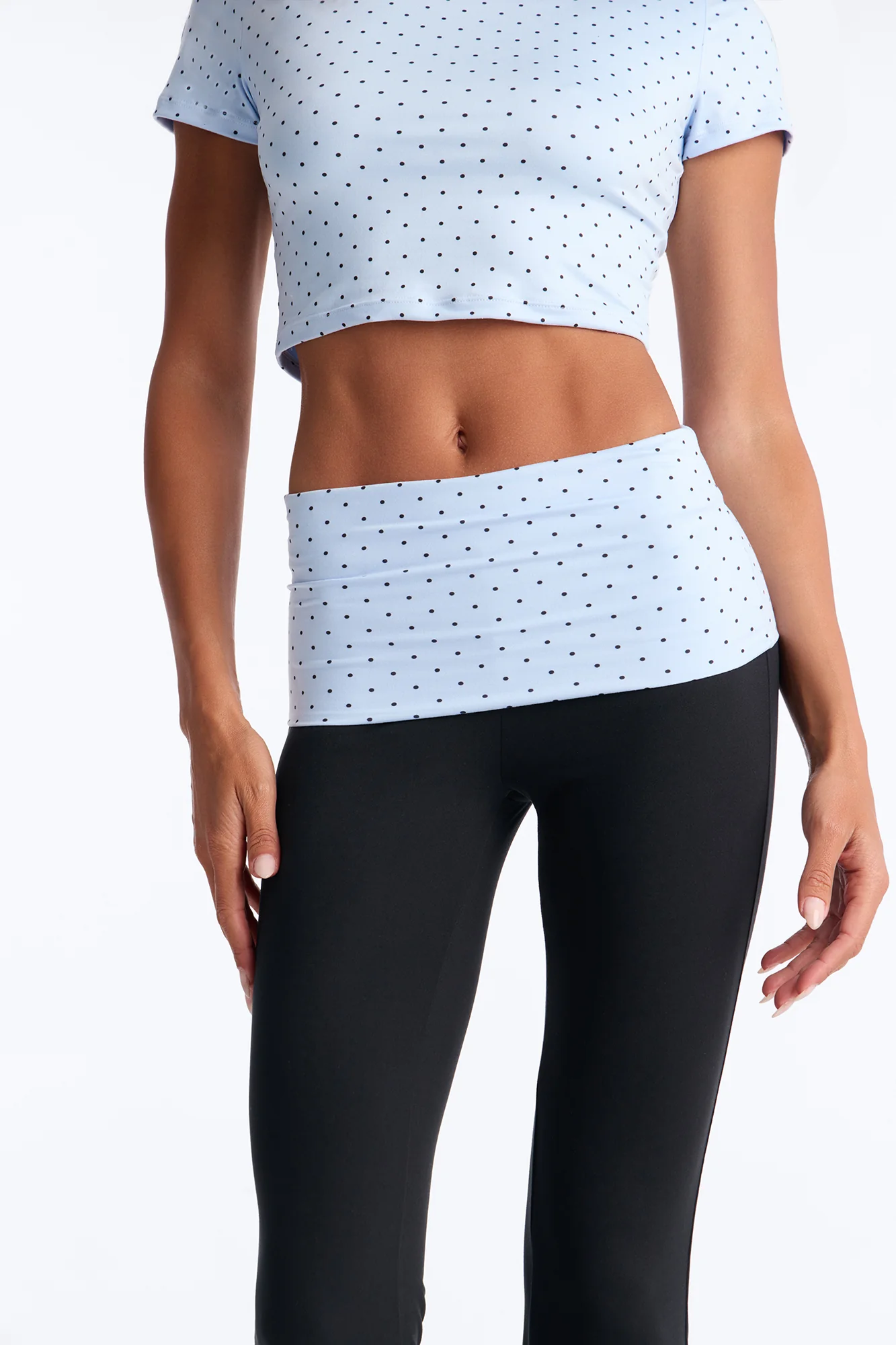 Cute N Casual Polka Dot Flare Legging Set - Blue/combo - Image 4