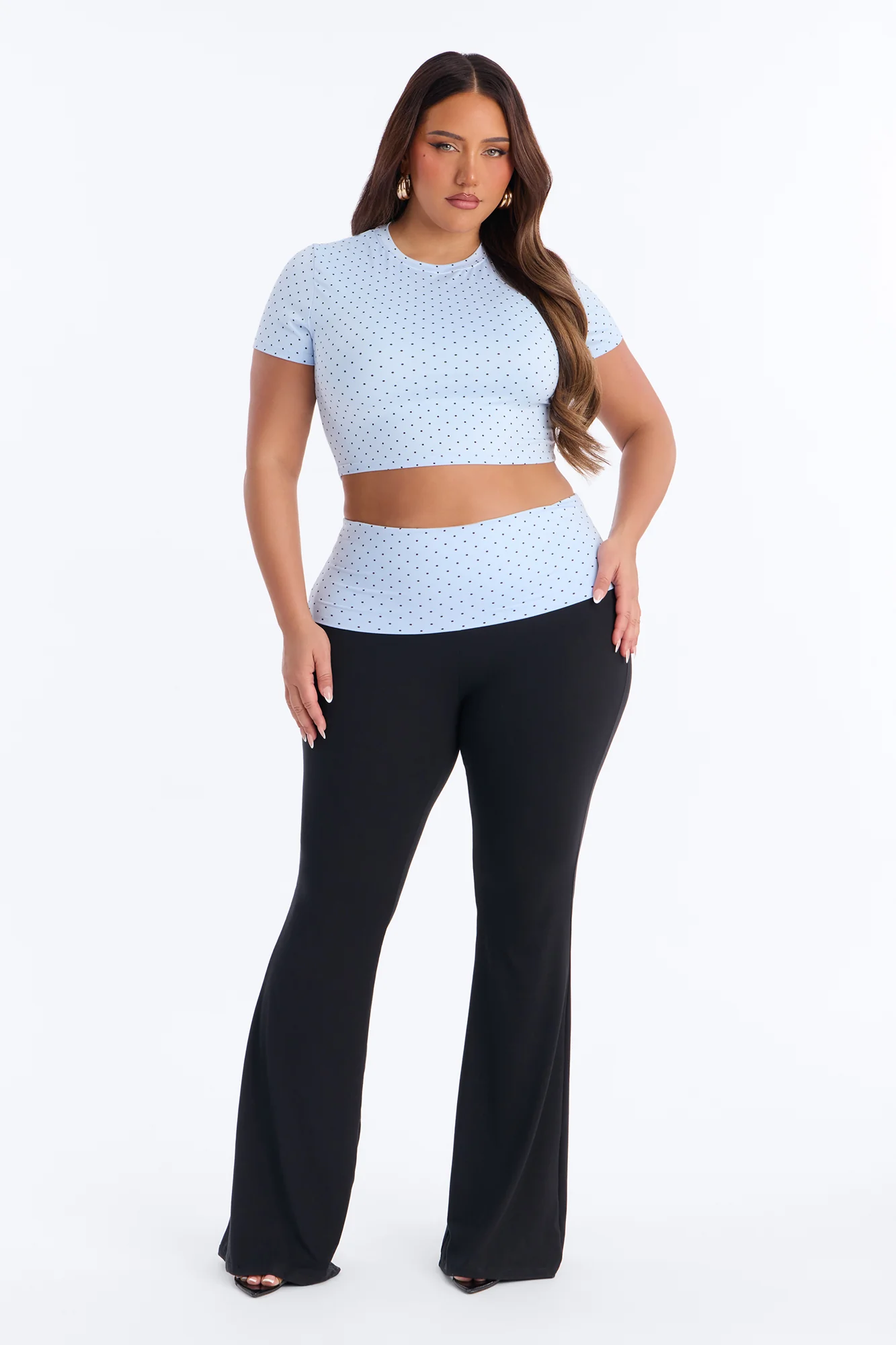 Cute N Casual Polka Dot Flare Legging Set - Blue/combo - Image 6