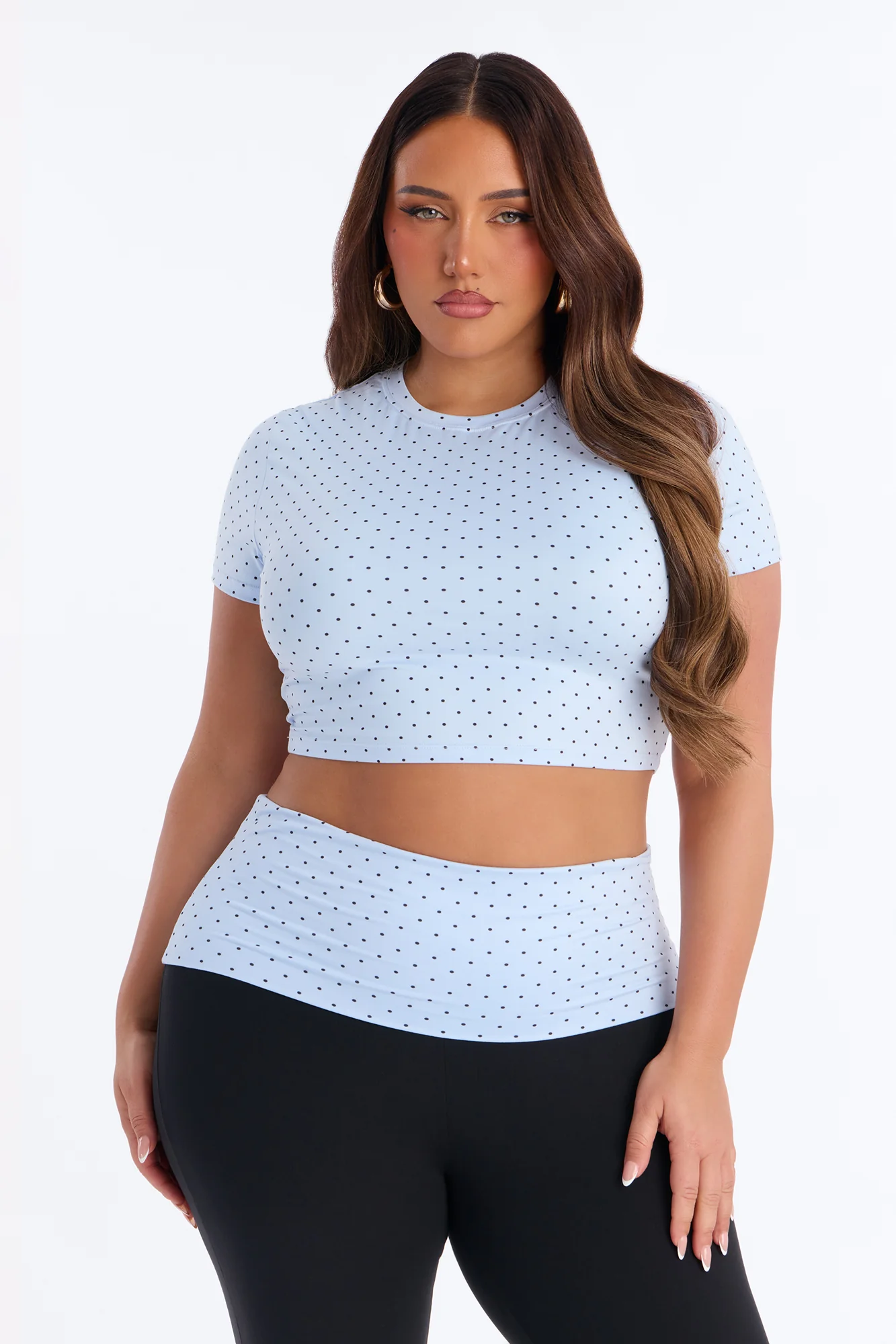 Cute N Casual Polka Dot Flare Legging Set - Blue/combo - Image 7