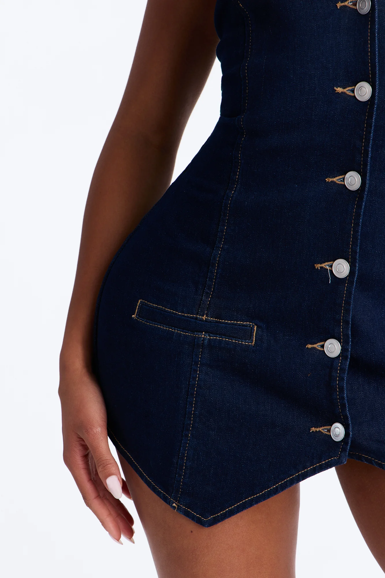 Cyndi Denim Halter Romper - Dark Wash - Image 3