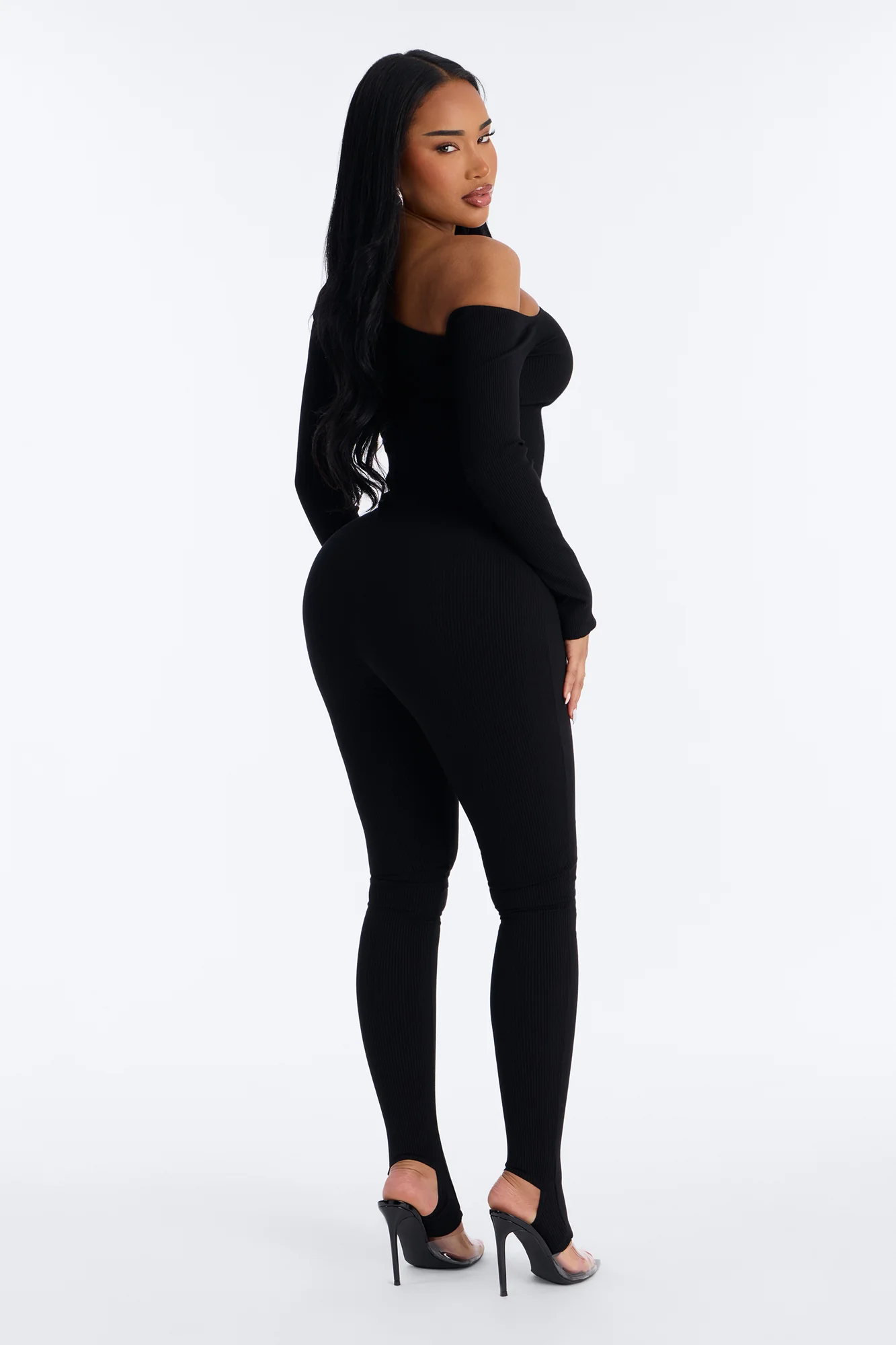 Cyndi Snatched Jumpsuit With Footie - Black - Image 4
