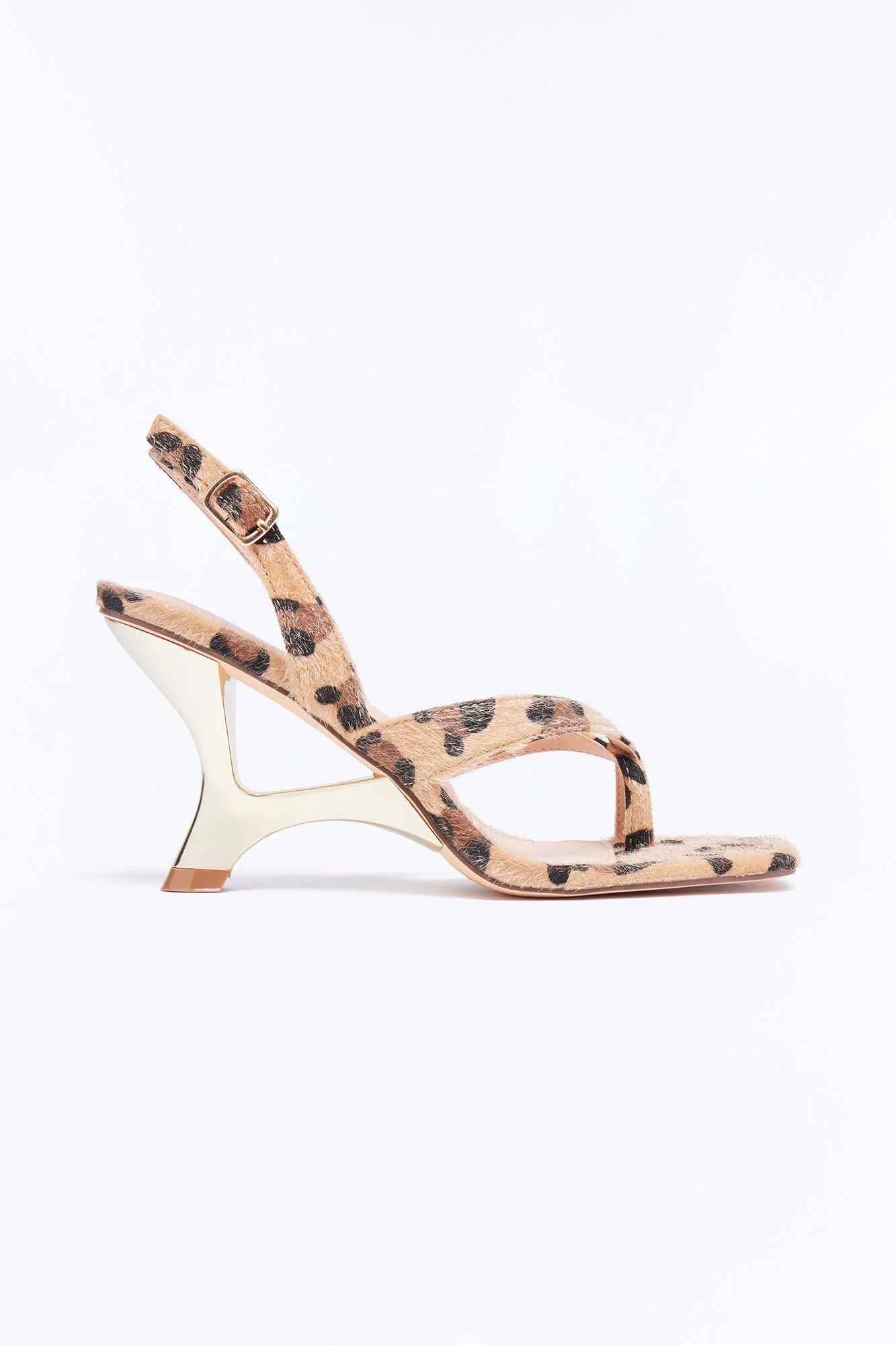 Cyra Thong Slingback Novelty Wedges - Leopard - Image 4